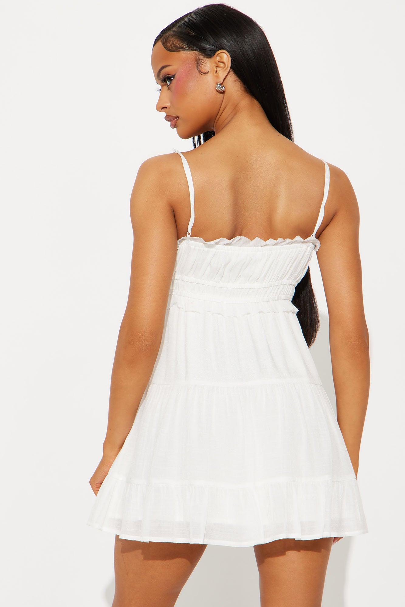 Emberlyn Tiered Mini Dress - White Product Image