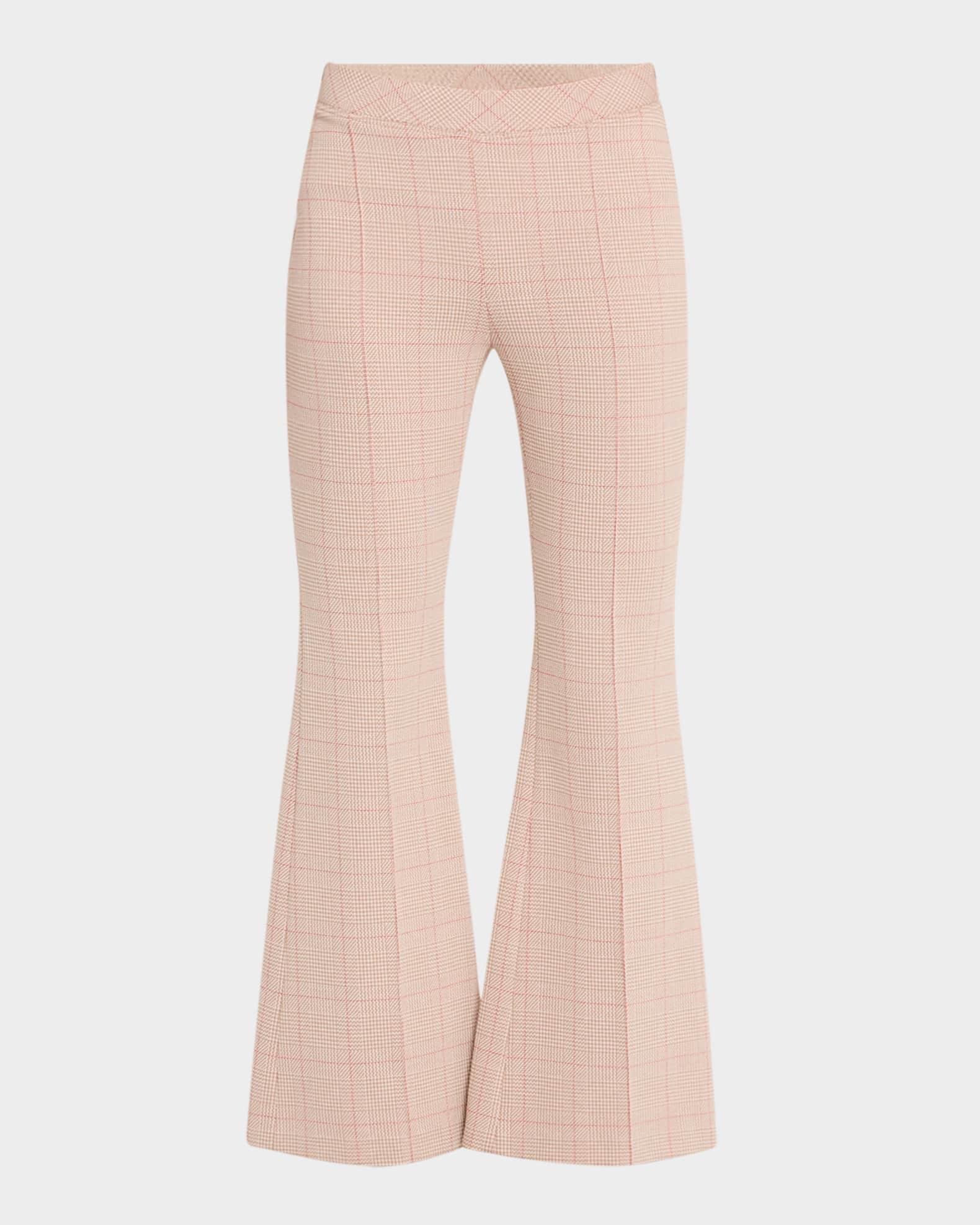 Plaid Flare Crop Pull-On Trousers Product Image
