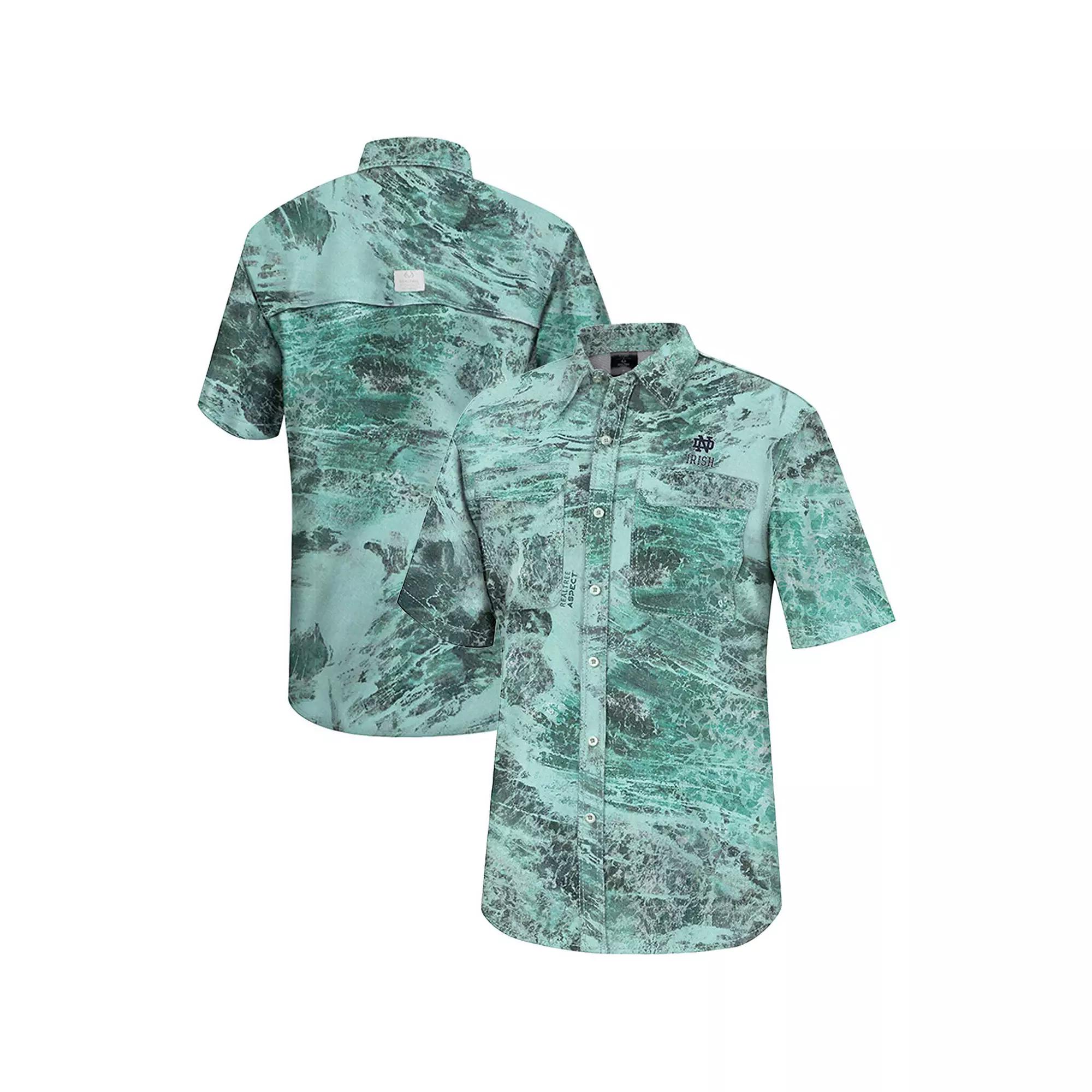 Men's Colosseum Green Notre Dame Fighting Irish Realtree Aspect Charter Full-Button Fishing Shirt,  Product Image