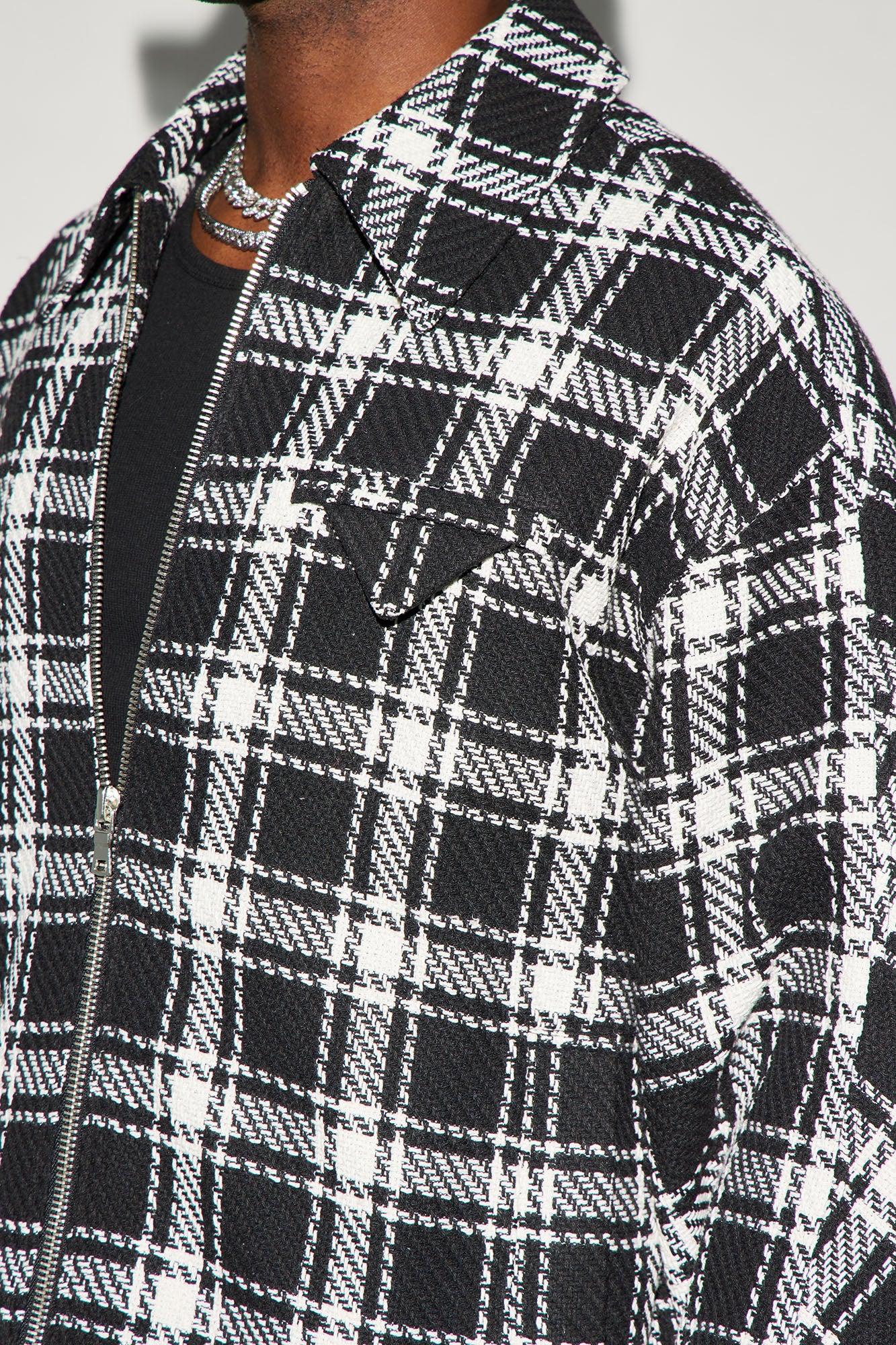 Fitch Tweed Plaid Cropped Jacket - Black/combo Product Image
