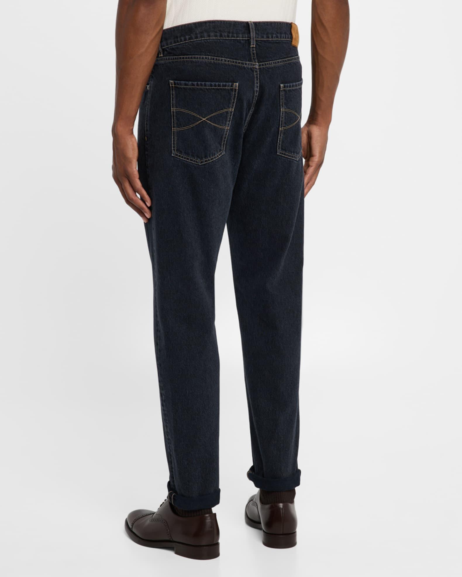 Men's Straight-Fit Dark Denim Jeans Product Image