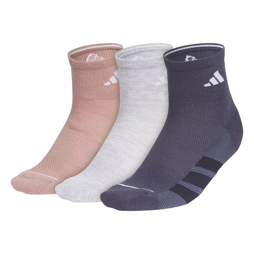 Women's adidas All Day Training Quarter Socks 3-Pair Pack, Size: 5-10, Clay Grey Navy Product Image