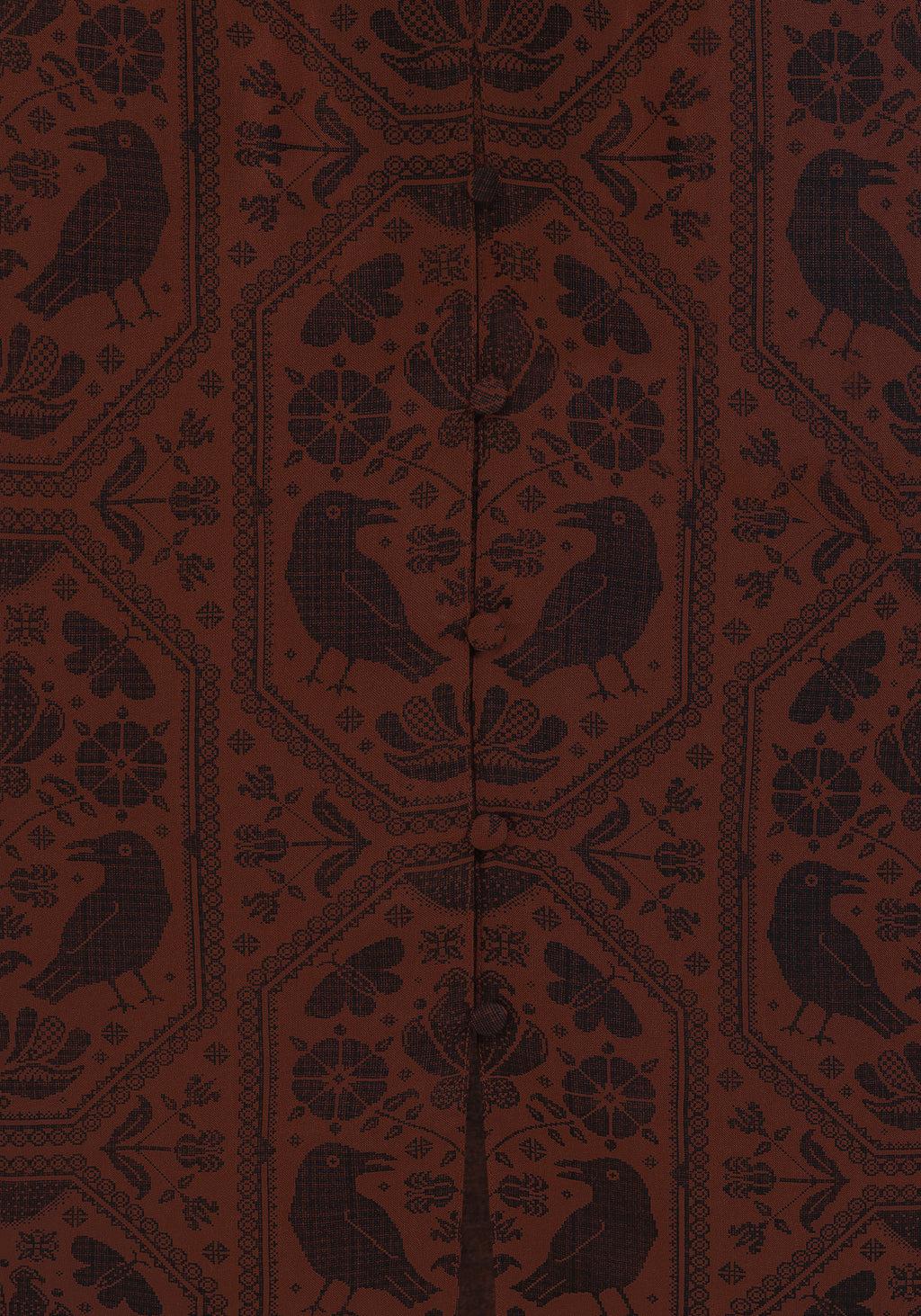 Annabel Raven Print Button Up Midi Dress - Rust Product Image