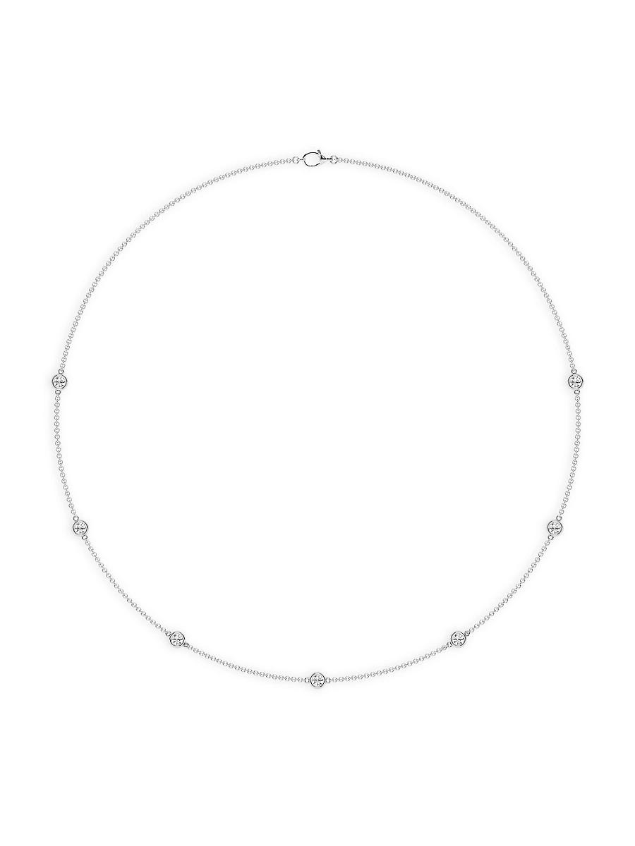 Womens 14K White Gold & Lab-Grown 7-Diamond Station Necklace/0.70-2.10 TCW Product Image
