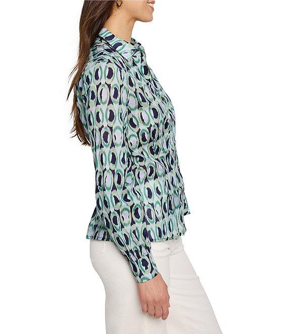 NIC + ZOE Ikat Rings Collar V-Neck Long Sleeve Button Front Shirt Product Image