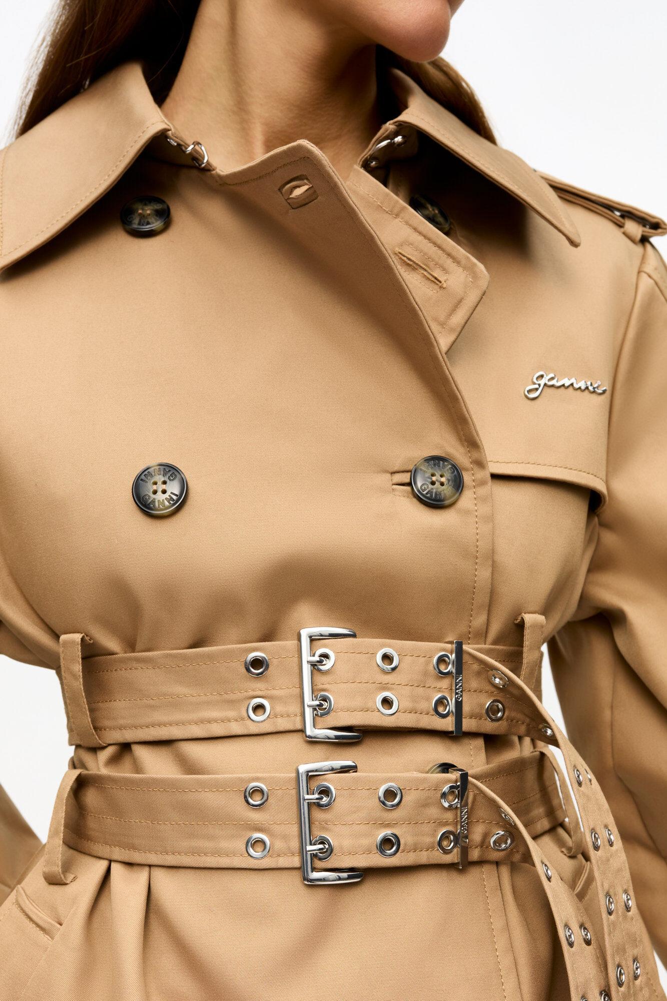 Camel Bonded Cotton Trench Coat Product Image