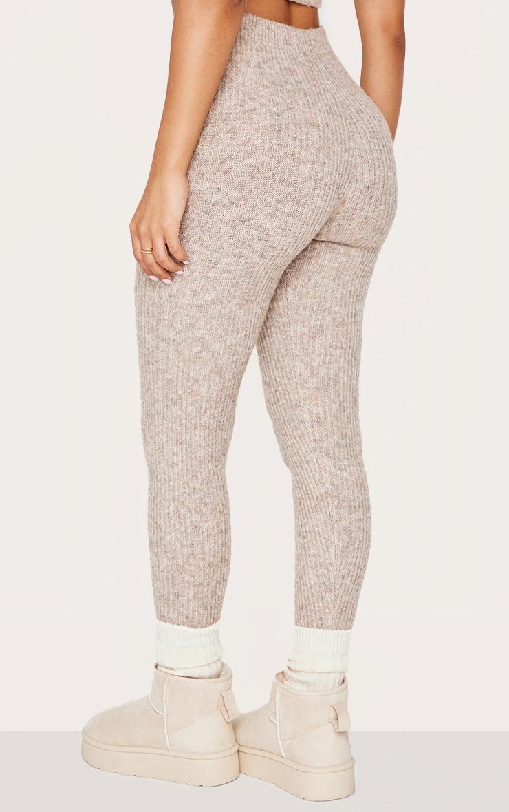 Petite Taupe Rib Knit Leggings Product Image