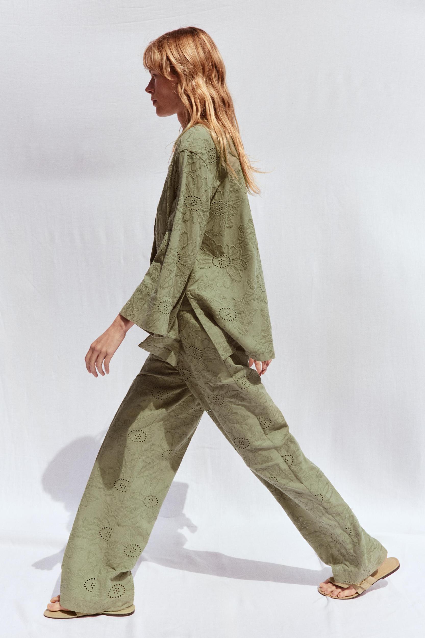 STRAIGHT LEG PANTS WITH OPENWORK EMBROIDERY Product Image