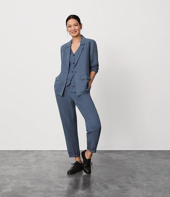 Eileen Fisher Linen Silk Twill Notch Lapel Long Sleeve Blazer Product Image