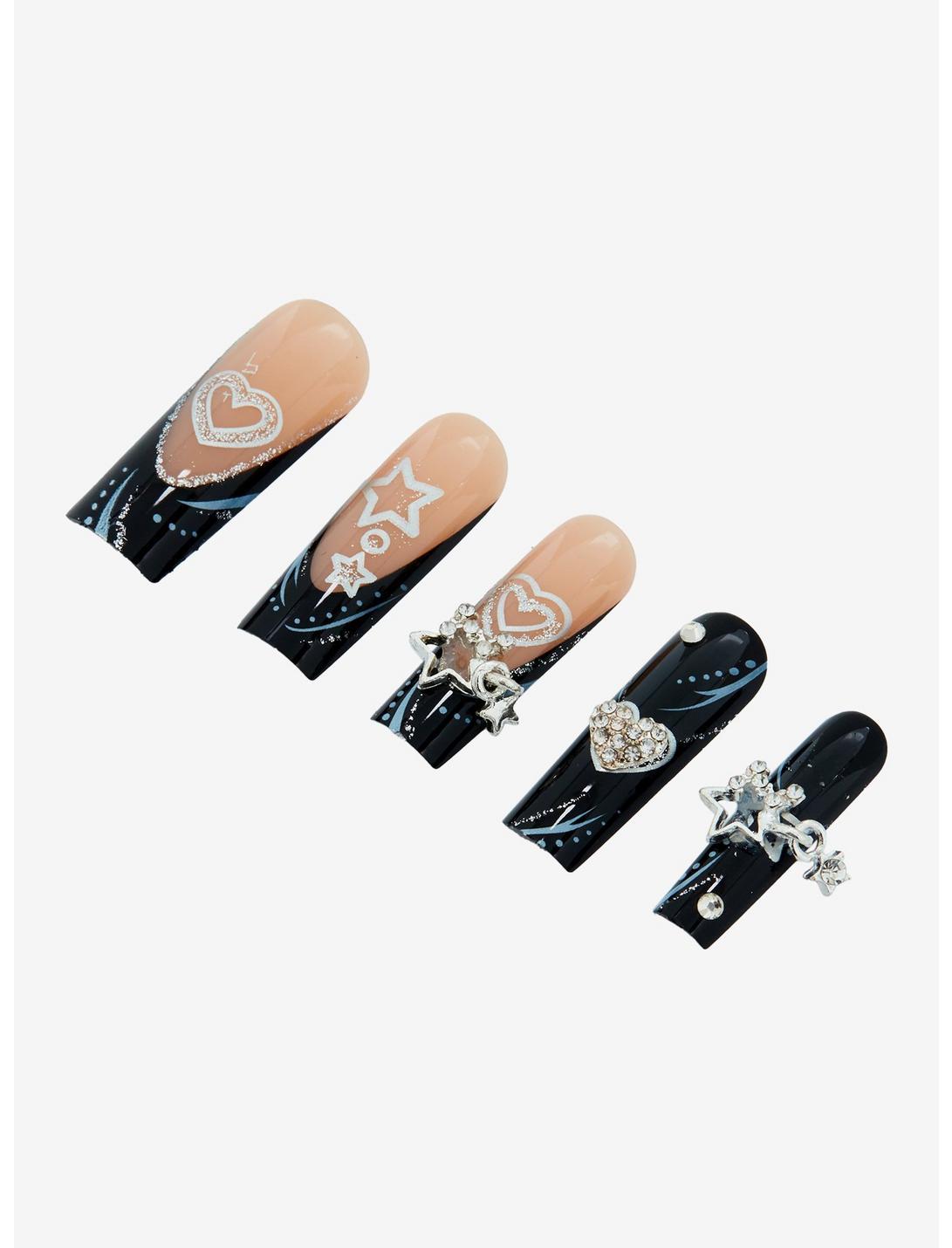Black Celestial Charm Faux Nail Set Product Image