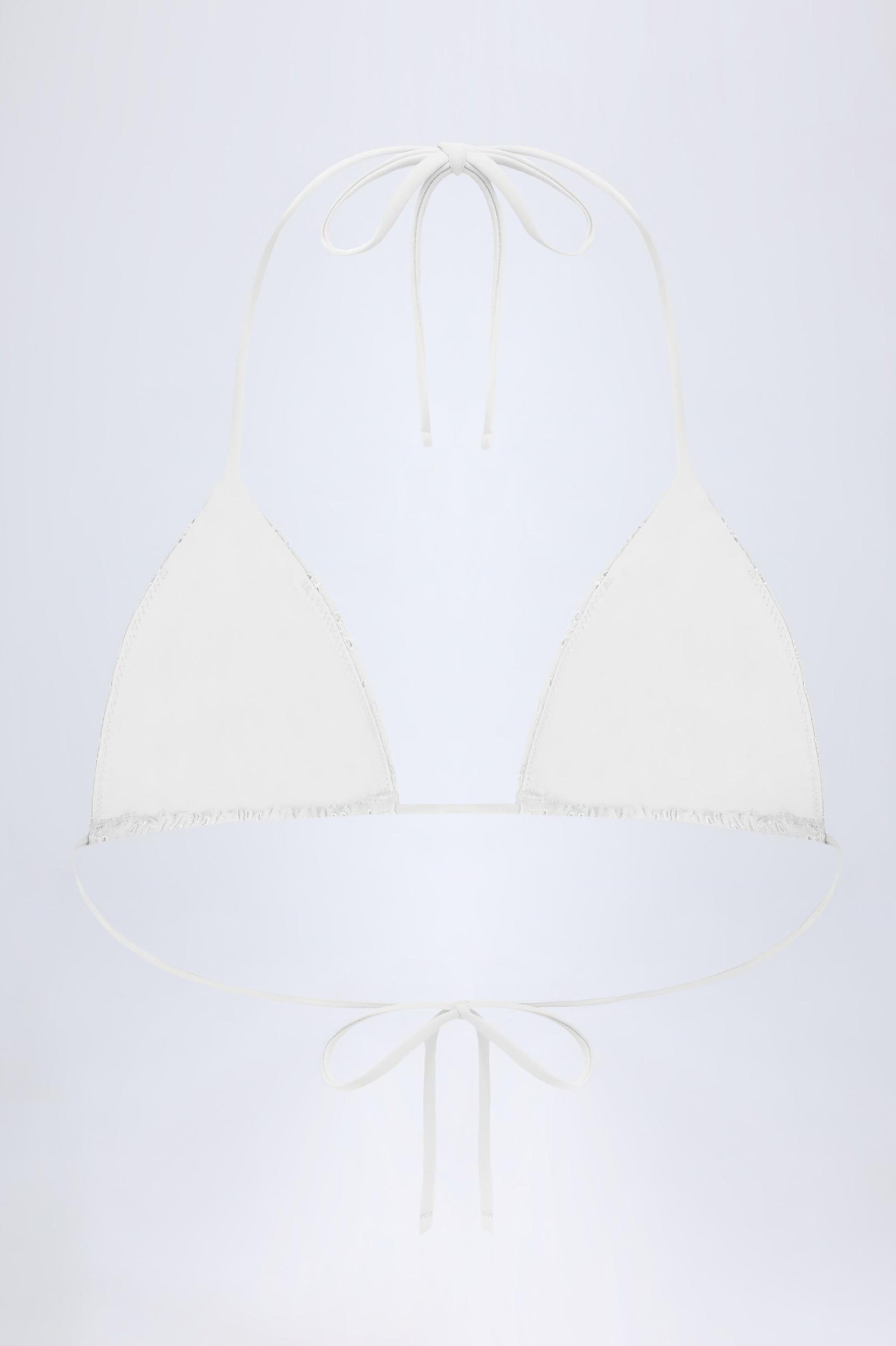 Broderie Anglaise Triangle Bikini Top in White Product Image