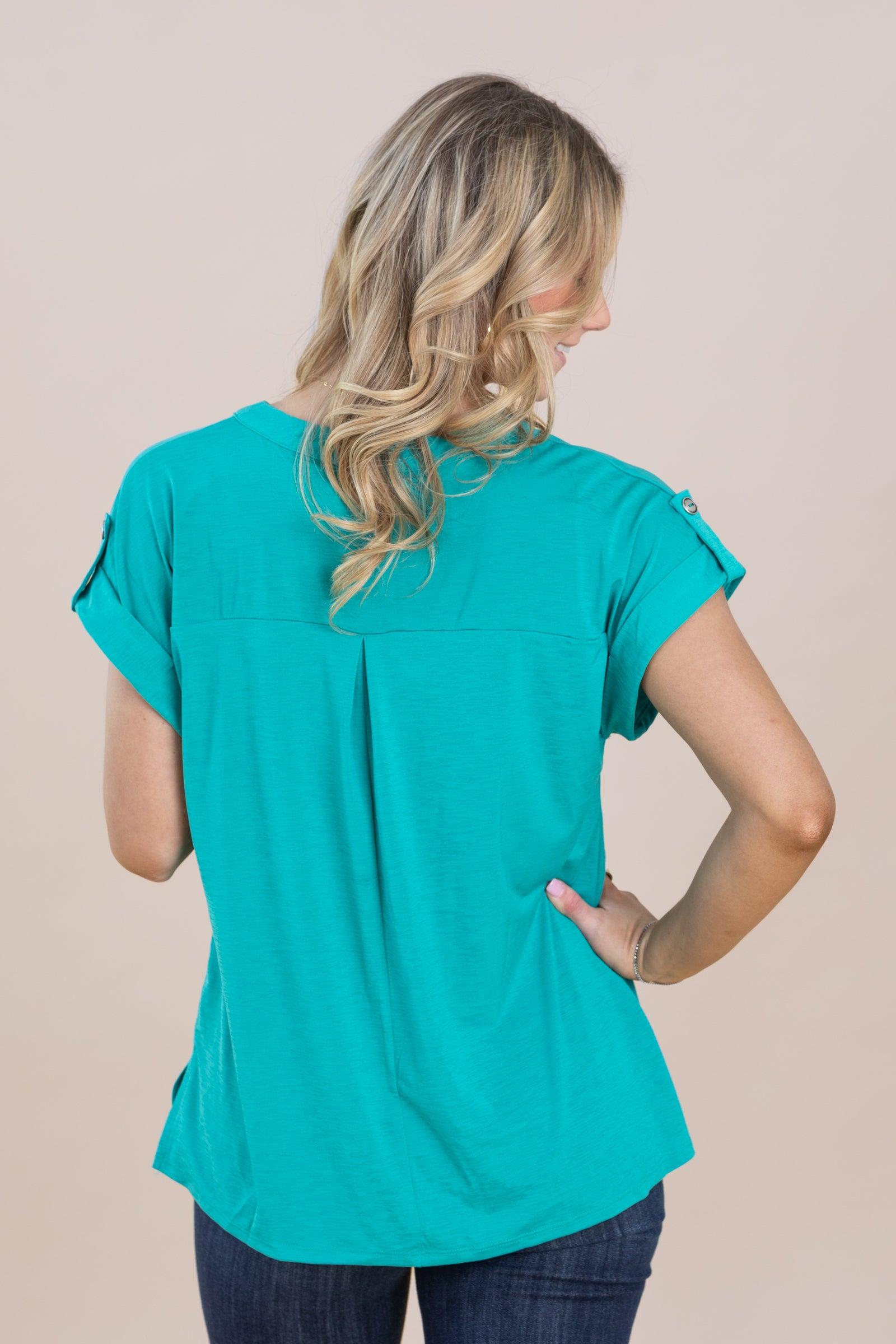 Wrinkle Free Folded Short Sleeve Knit Tops Product Image