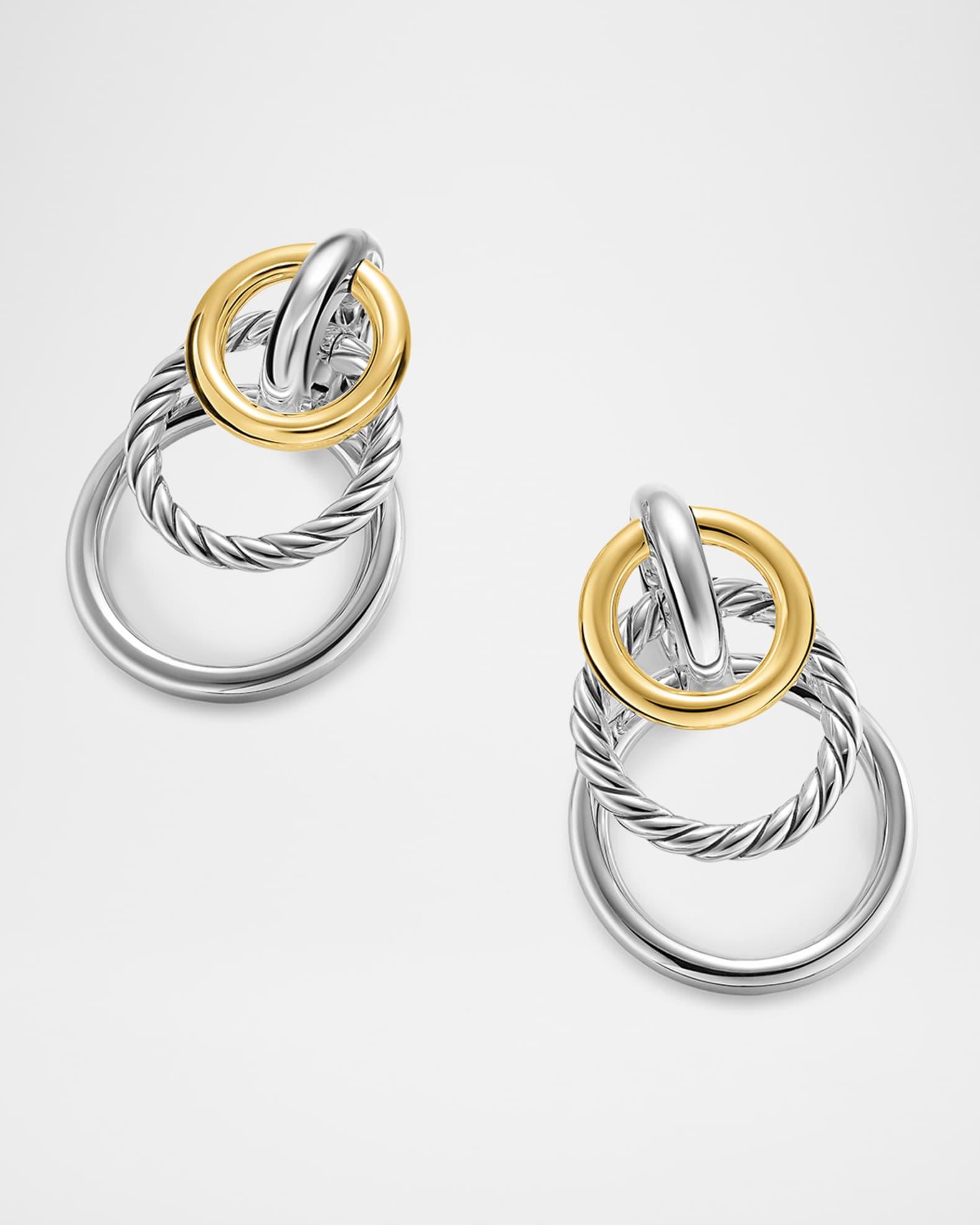 DY Mercer Triple Ring Earrings in Silver with 18K Gold, 35mm Product Image