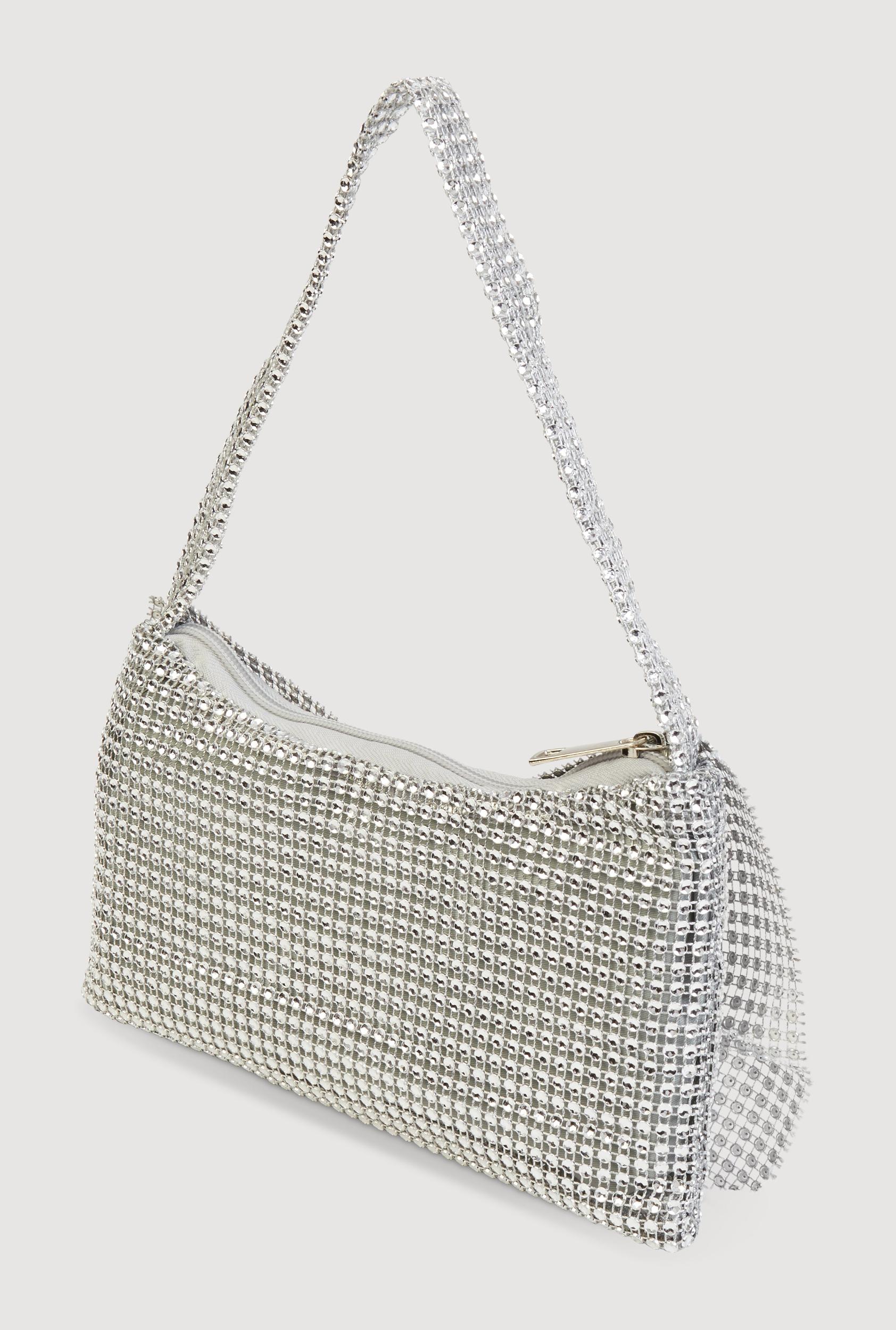 Rhinestone Studded Mesh Bow Handbag Female Product Image