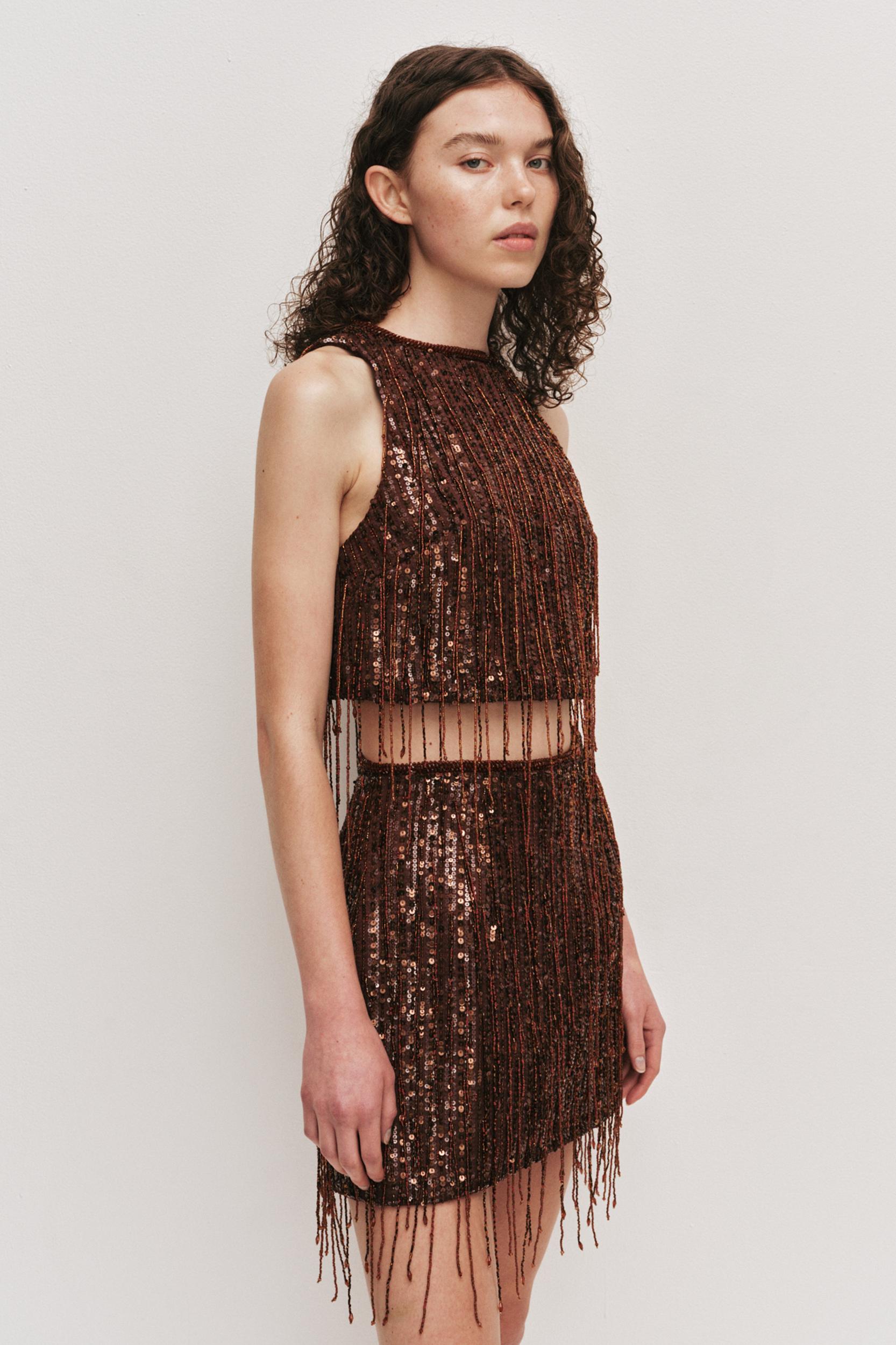 Aire Sequin Top-MAHOGANY / 4 Product Image