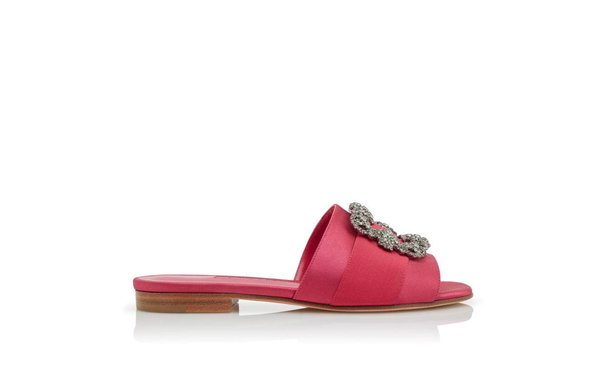 MARTAMOD Pink Satin Jewel Buckled Flat Sandals
 Product Image