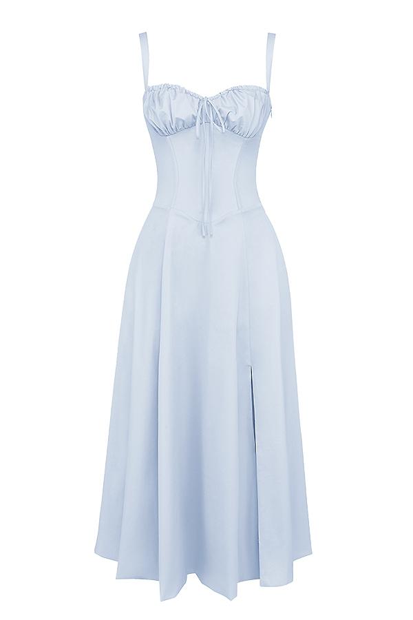 Carmen  soft blue cotton bustier sundress Product Image