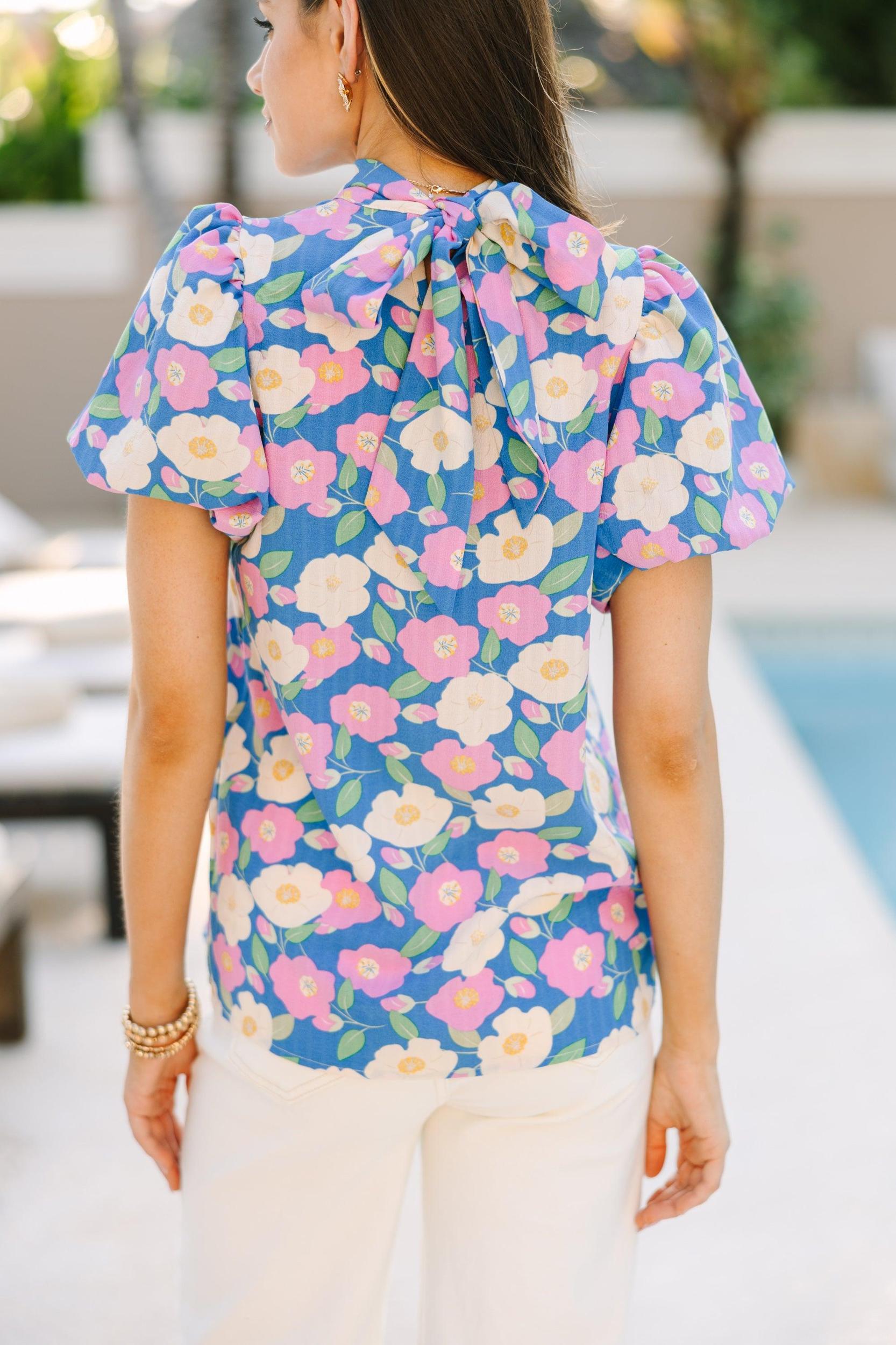 Can't Let You Go Light Blue Floral Blouse Female Product Image