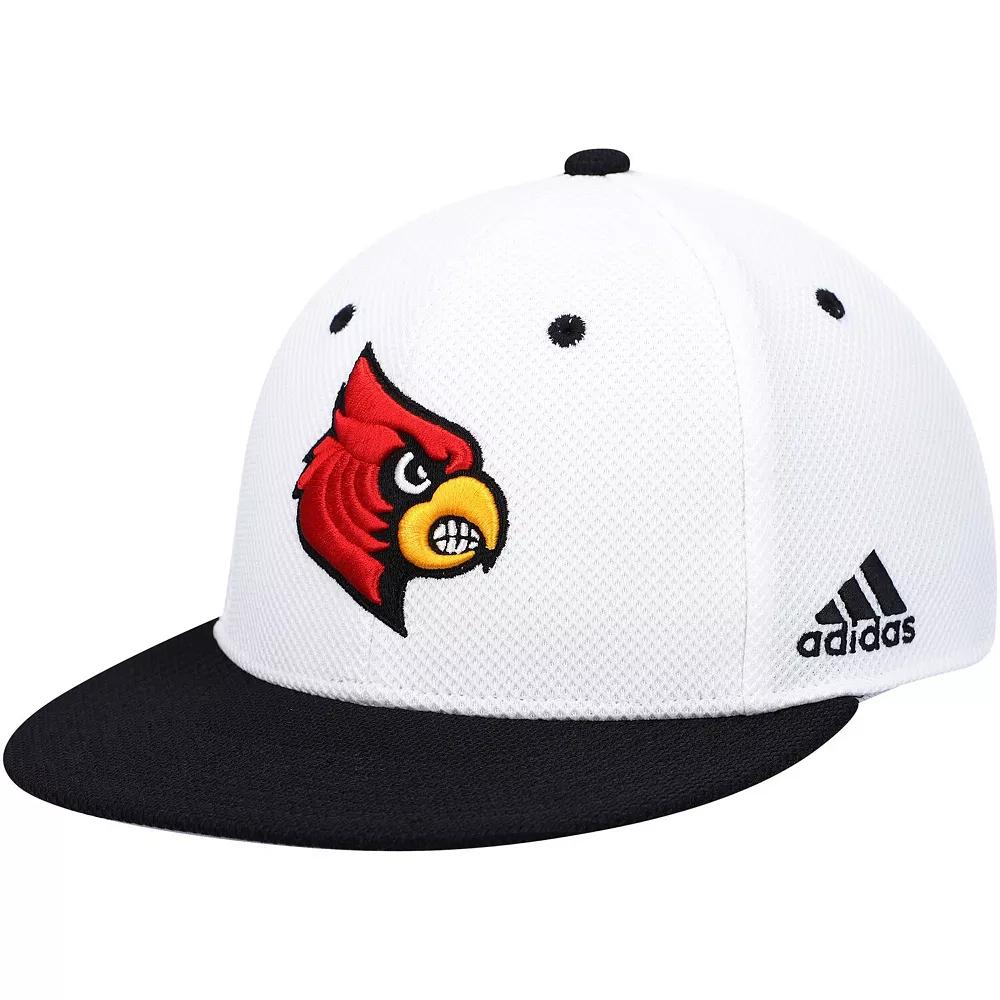 Men's adidas White/Black Louisville Cardinals On-Field Baseball Fitted Hat, Size: 7 3/4 Product Image