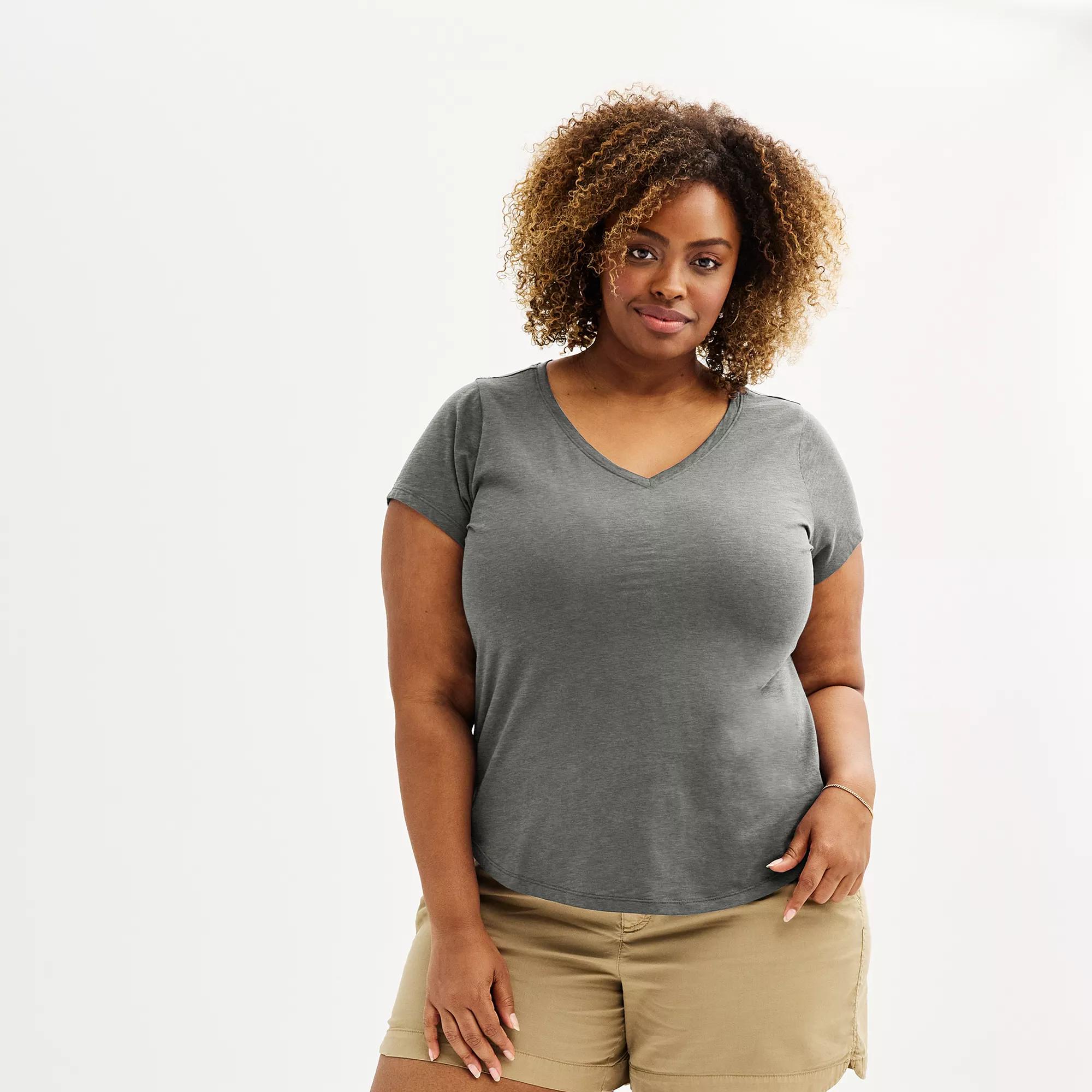 Plus Size Sonoma Goods For Life® Everyday V-Neck T-Shirt, Women's, Size: 4XL, Manolo Green Product Image