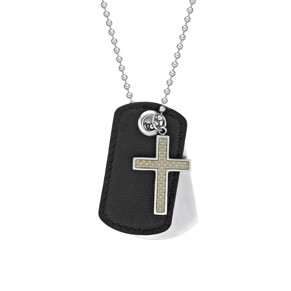 Men's LYNX Stainless Steel 3 Piece Dog Tag & Cross Pendant Necklace, Size: 22" Product Image