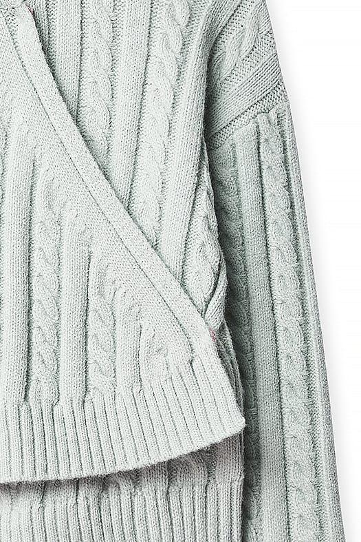 Cable Knitted Wrap Sweater Product Image