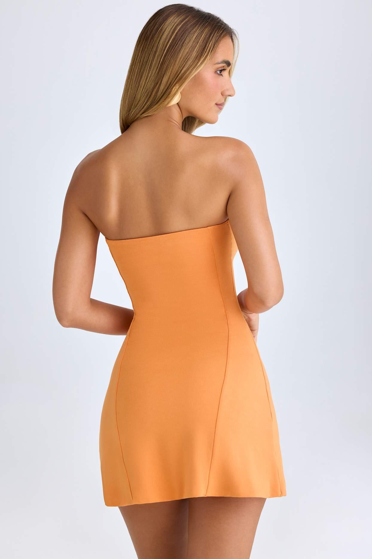 Bandeau Neckline Mini Dress in Sunset Orange Product Image