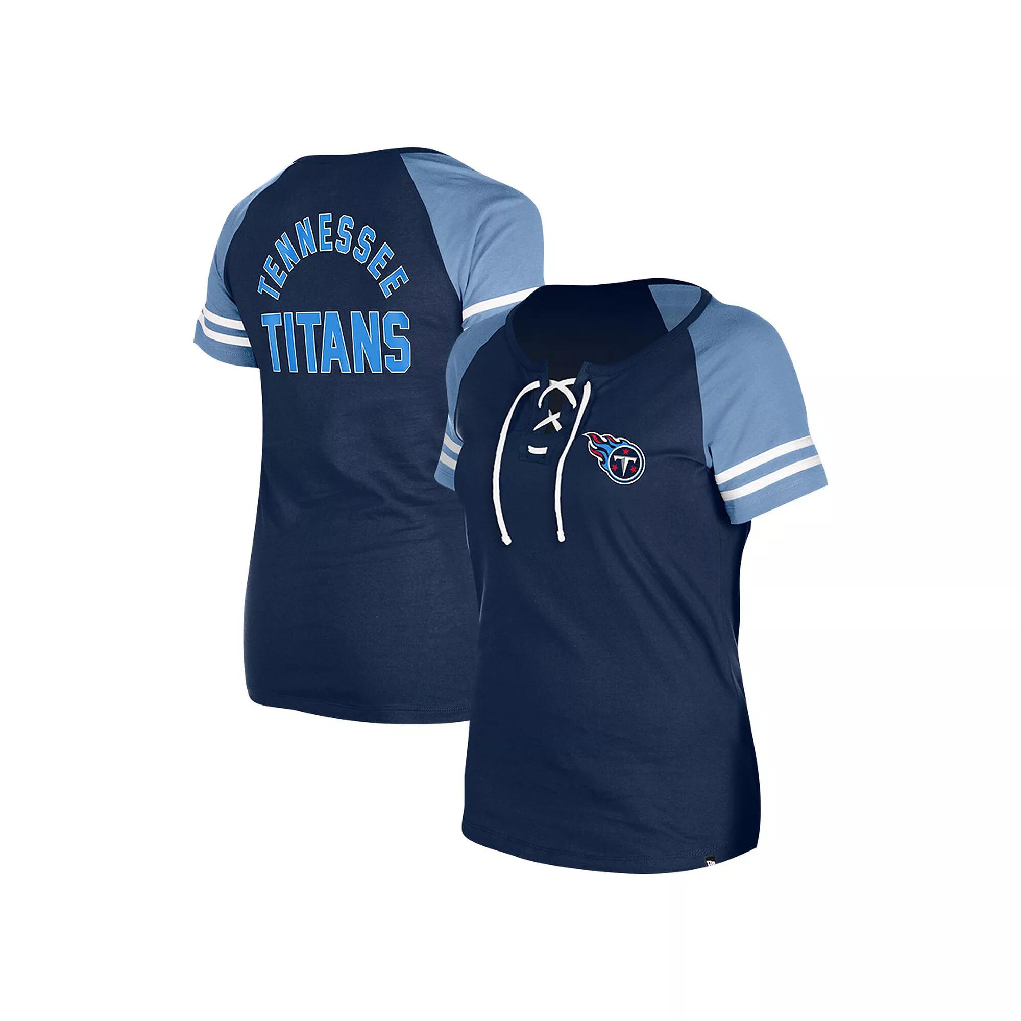 Women's New Era Navy Tennessee Titans Lace-Up Raglan T-Shirt,  Product Image