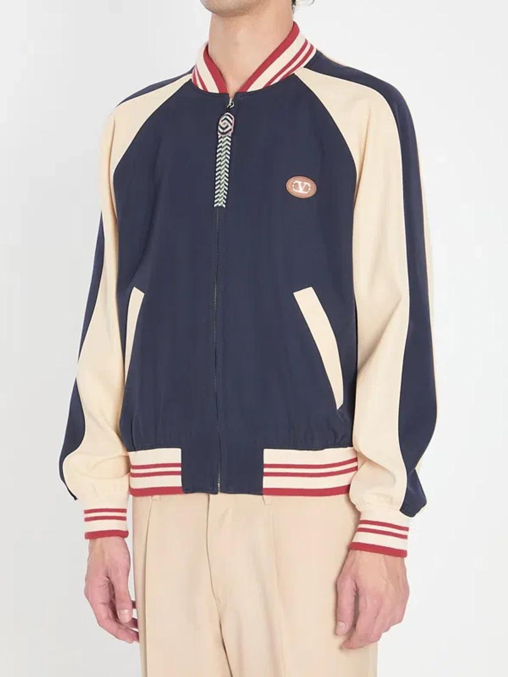 VALENTINO La Chat De La Maison Wool Bomber Jacket In Black Product Image