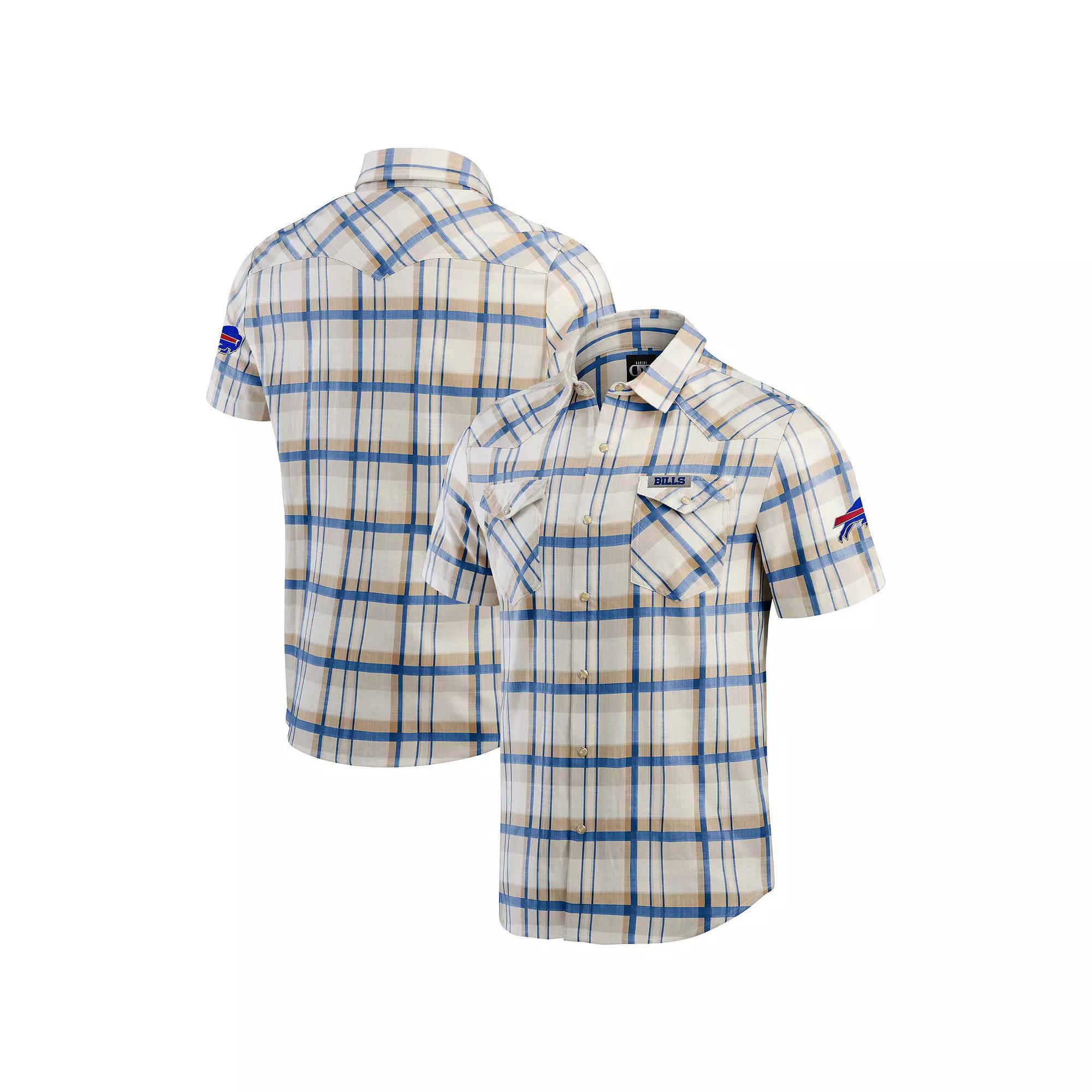 Men's Darius Rucker Collection by Fanatics Royal Buffalo Bills Plaid Full-Snap Shirt, Size: Small, Beige Product Image