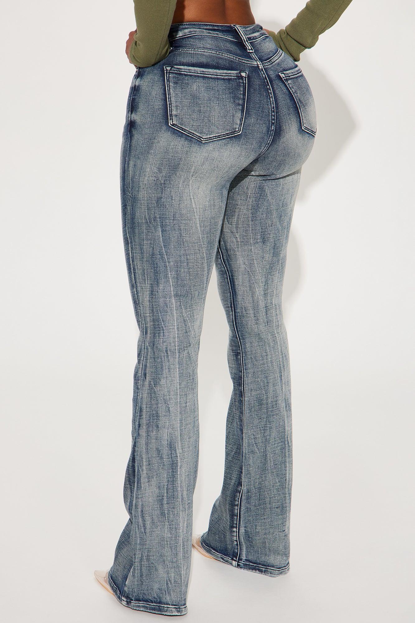 Instant BBL Padded Stretch Sculpting Flare Jeans - Medium Wash Product Image