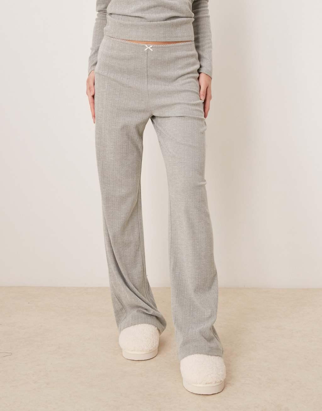 Abercrombie & Fitch sleepwear pointelle pants in light gray - part of a set Product Image