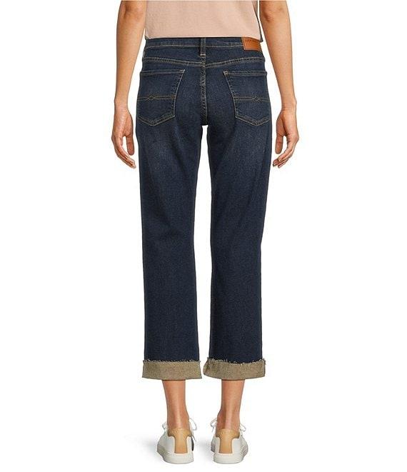 Lucky Brand Sweet Crop Rolled Hem Stretch Denim Mid-Rise Straight Leg Jeans Product Image