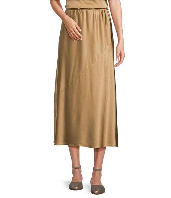 Eileen Fisher Coordinating Stretch Silk Charmeuse Full Skirt Product Image