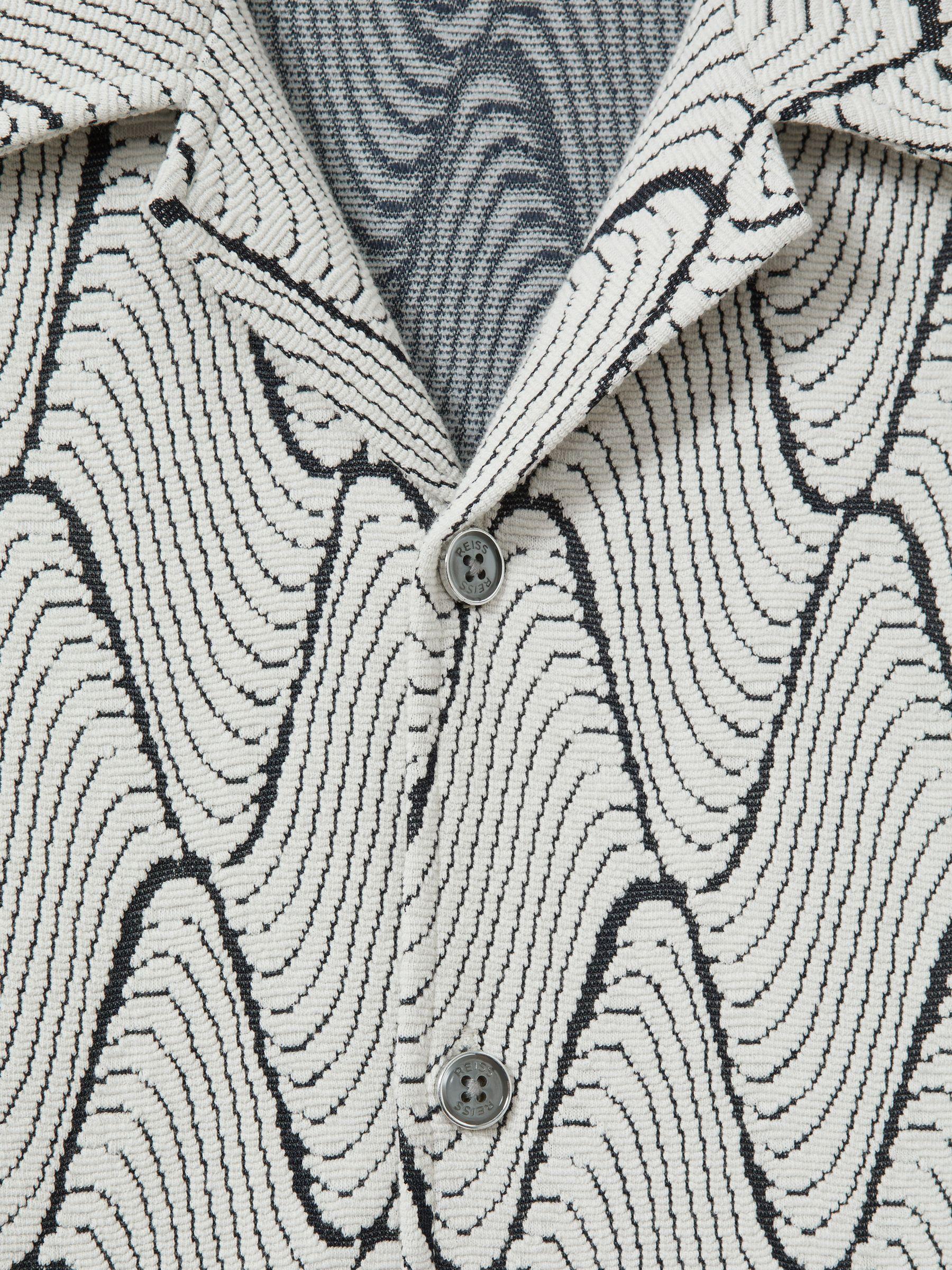 Jacquard Cuban Collar Shirt in Ecru/Navy Product Image