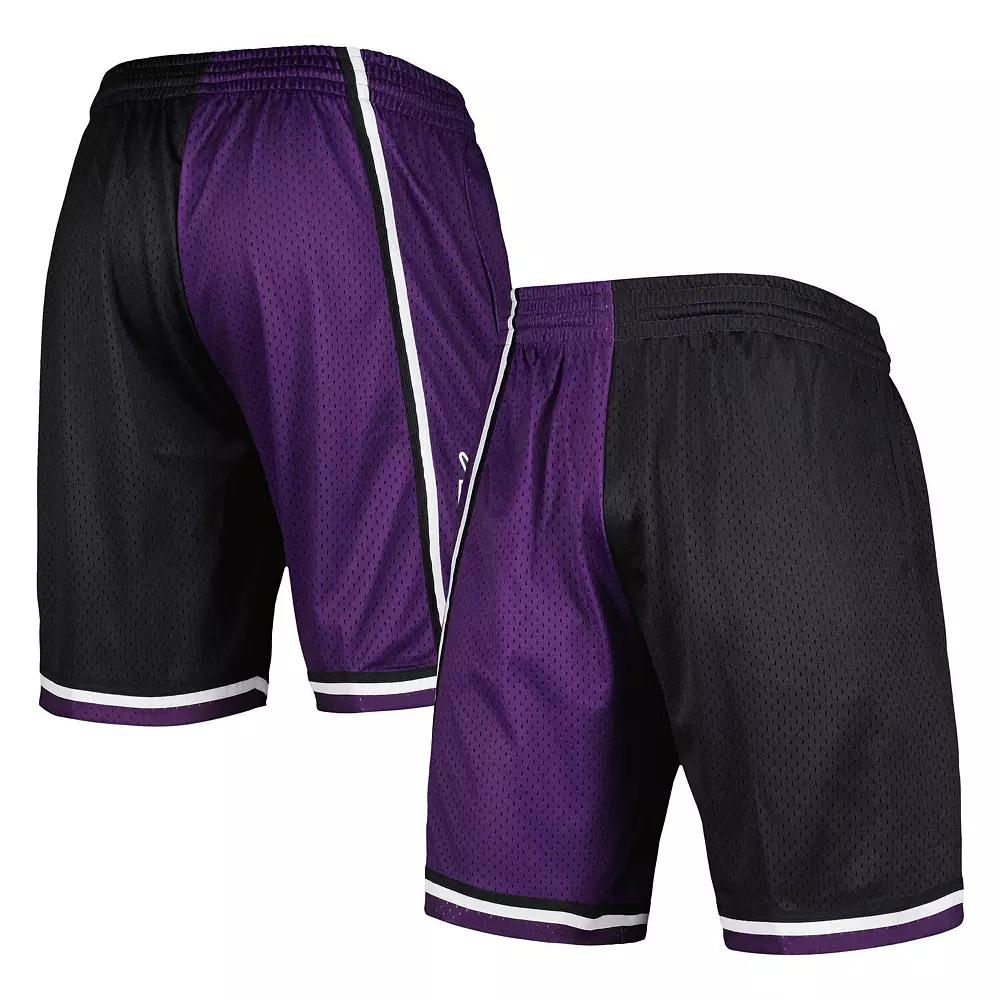 Men's Mitchell & Ness Black/Purple Sacramento Kings Hardwood Classics 2000 Split Swingman Shorts, Size: 3XL, Kng Black Product Image