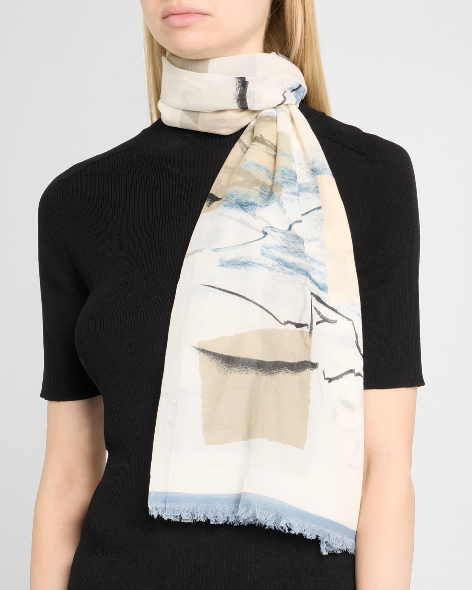 Fringed Sketchbook-Print Square Scarf Product Image