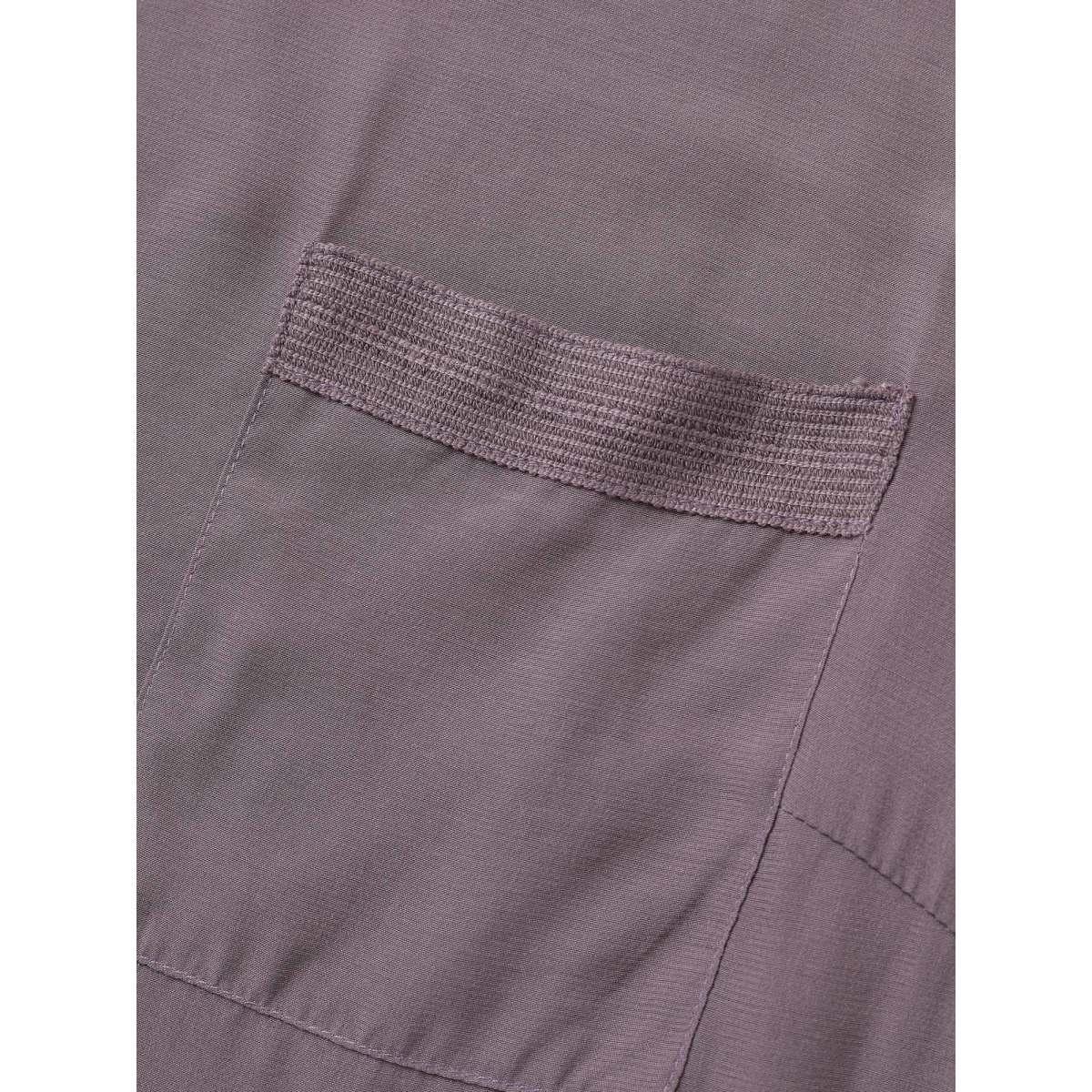 Plus Size Mauve Plain Tiered Ruffles Patched Pocket Blouse Women Casual Short sleeve Round Neck Everyday Blouses BloomChic 30/6X Product Image