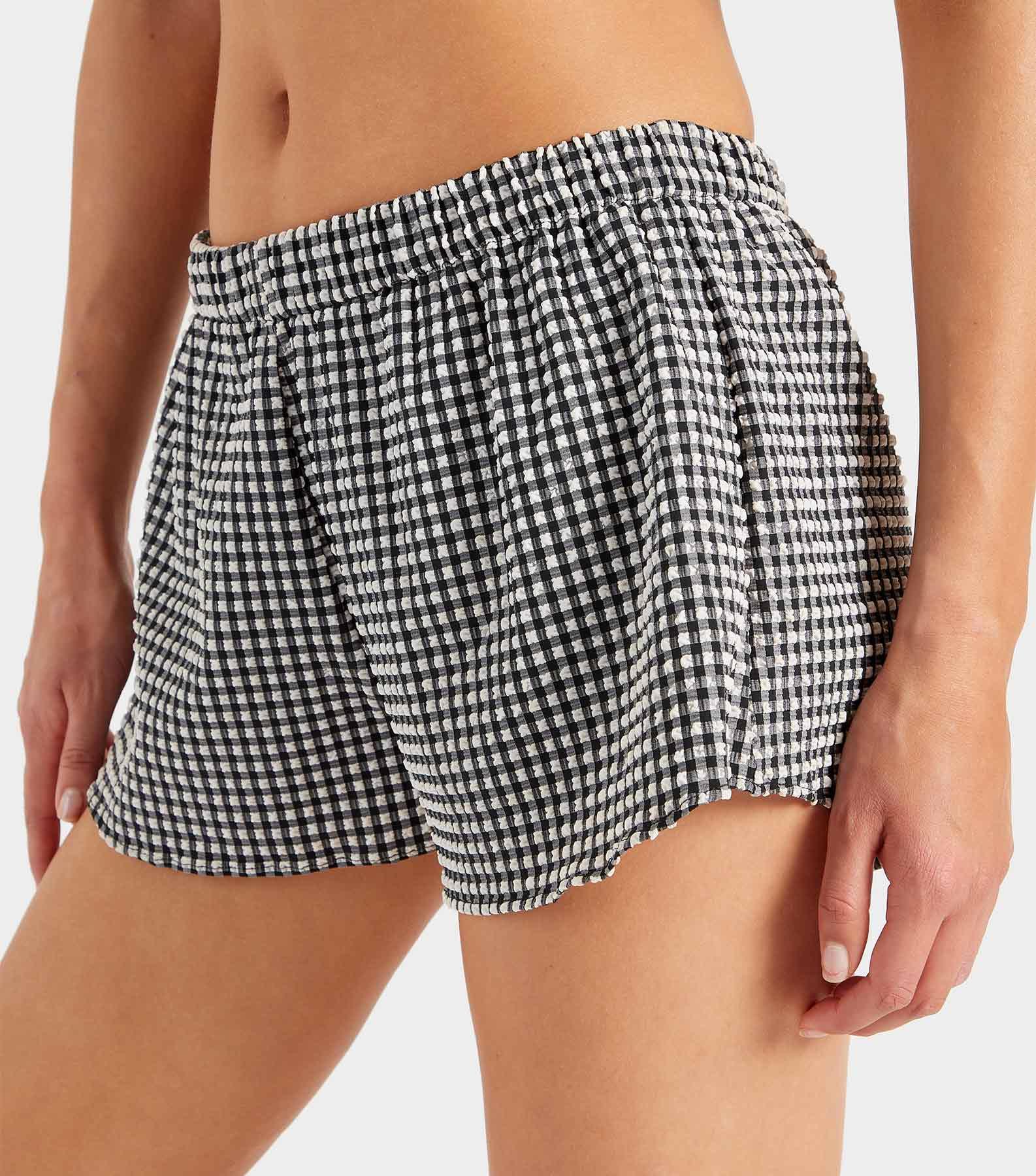 Gingham Seersucker Shorts - Black Gingham Product Image