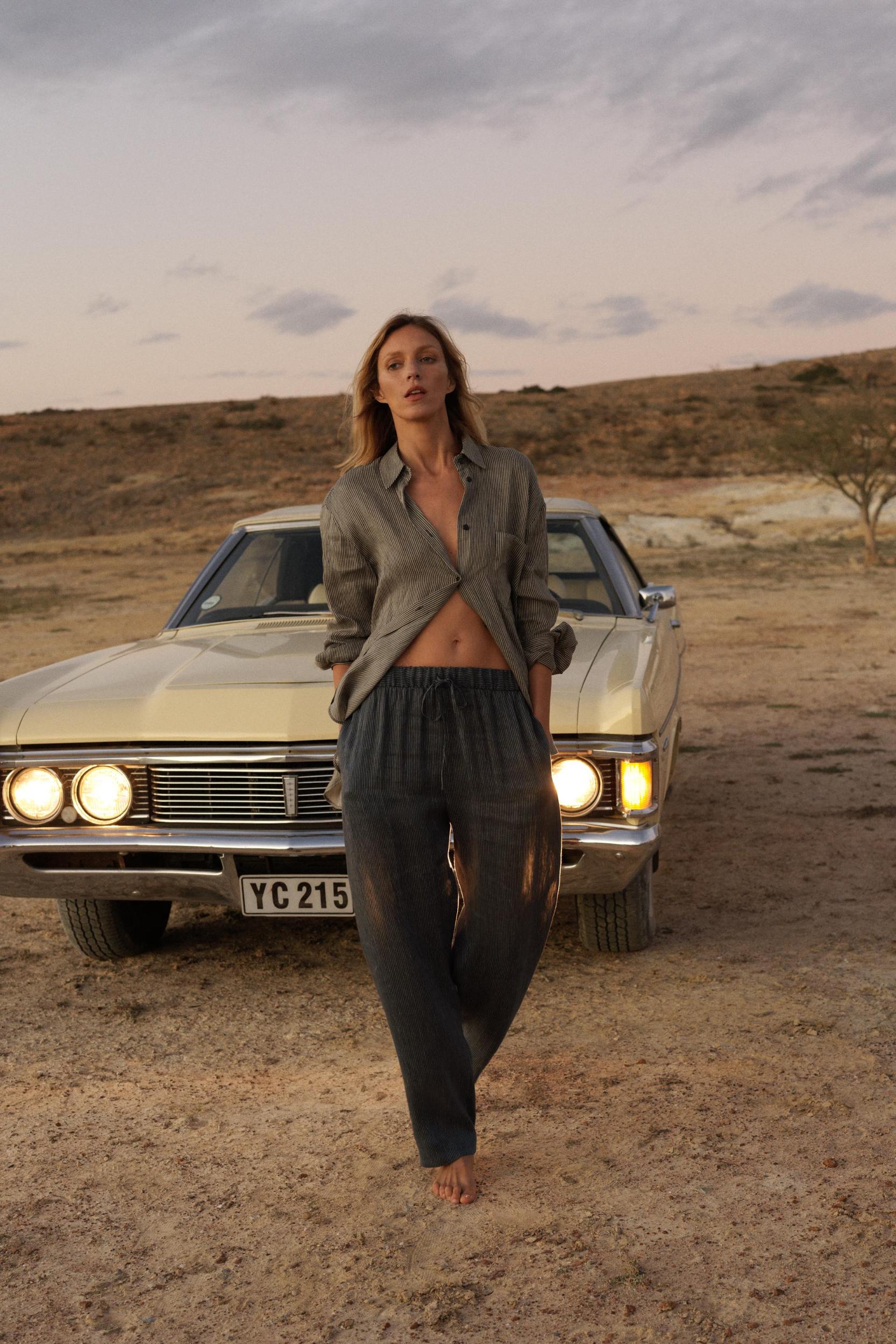 ZW COLLECTION STRIPED LINEN BLEND PANTS Product Image