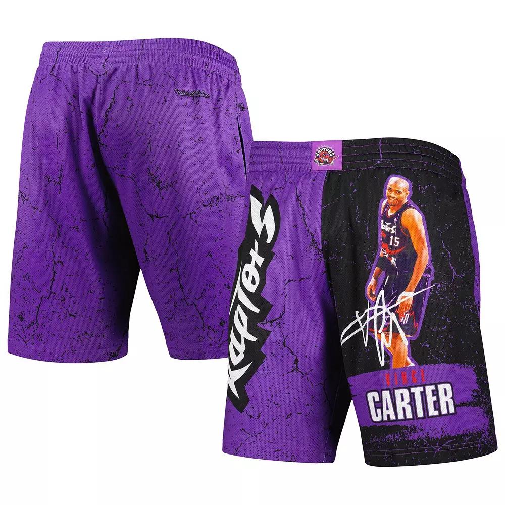Men's Mitchell & Ness Vince Carter Purple Toronto Raptors Hardwood Classics Player Burst Shorts, Size: Small, Rpt Purple Product Image