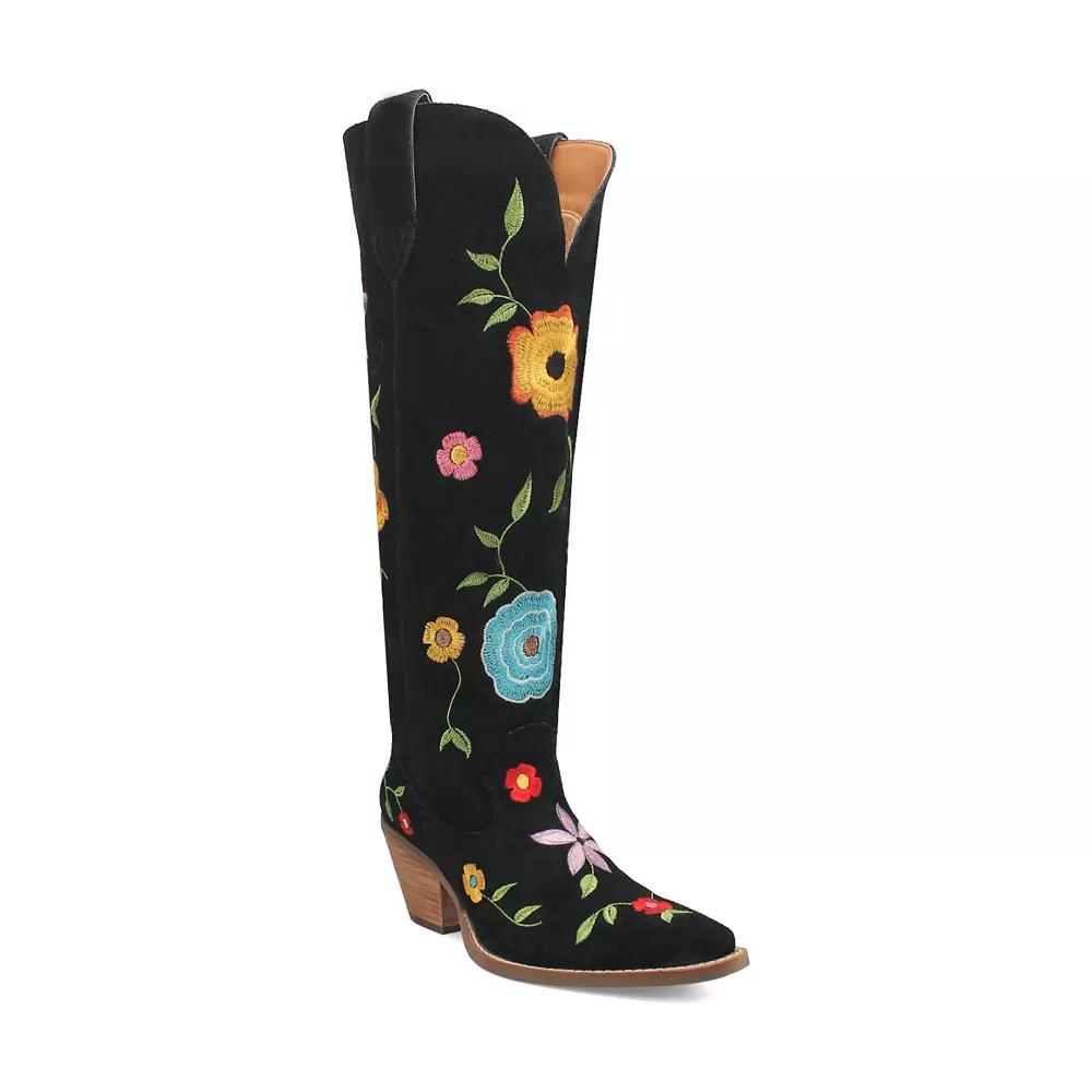 Dingo Flower Power Women's Suede Boots, Size: 7.5, Black Product Image