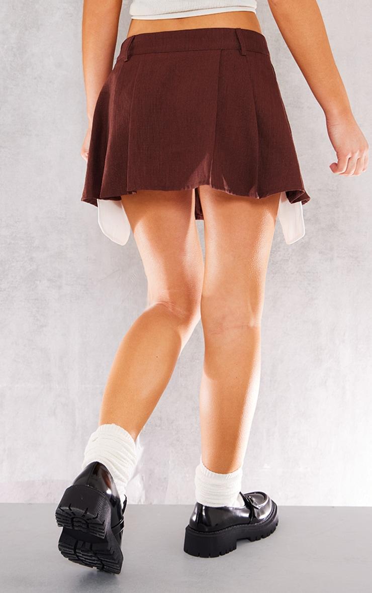 Brown Woven Tailored Skater Skirt Product Image