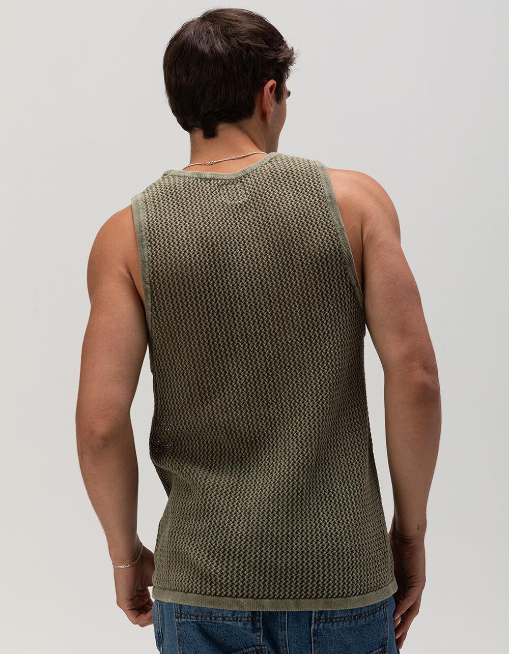 RSQ Mens Crochet Tank Top - OLIVE Product Image