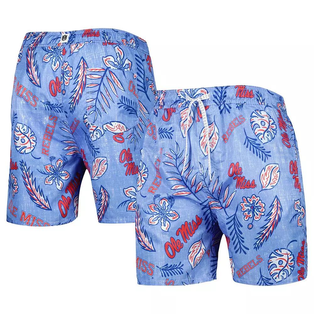 Men's Wes & Willy Powder Blue Ole Miss Rebels Vintage Floral Swim Trunks, Size: 2XL, Light Product Image