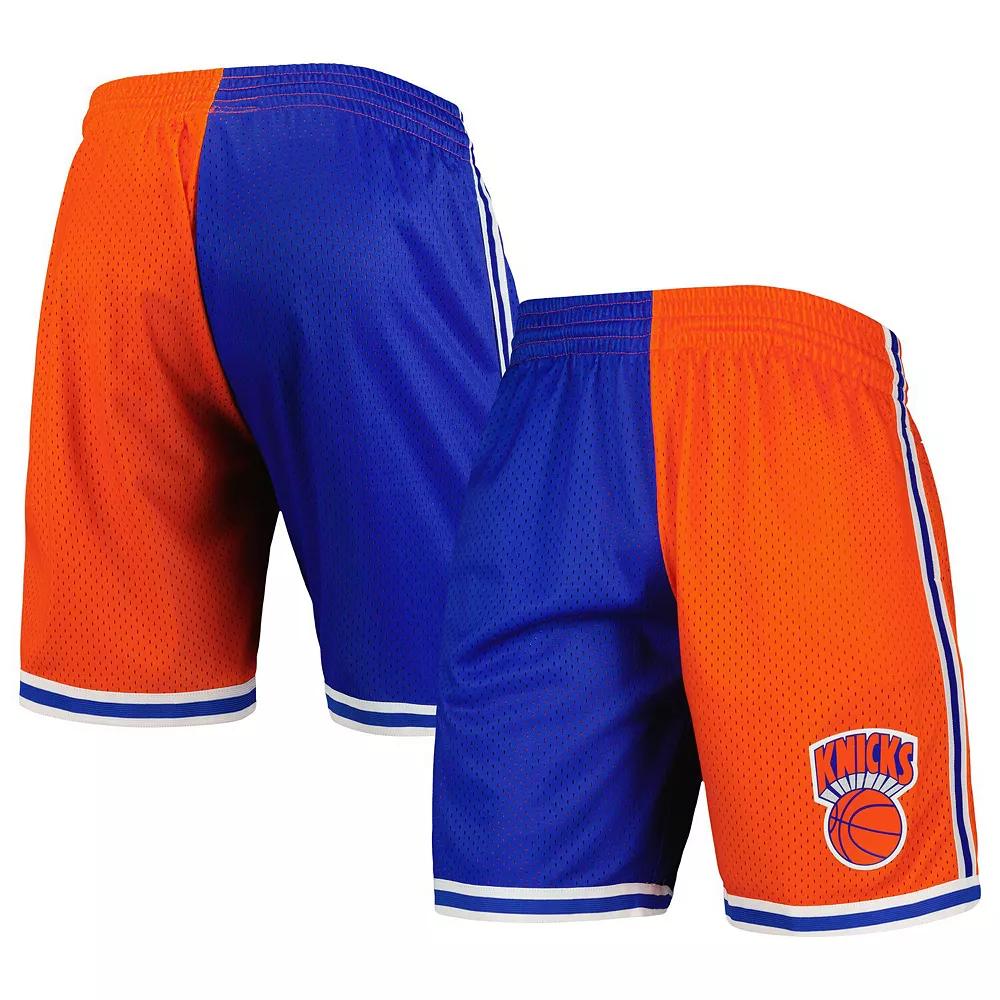 Men's Mitchell & Ness Blue/Orange New York Knicks Hardwood Classics 1991 Split Swingman Shorts, Size: 2XL Product Image