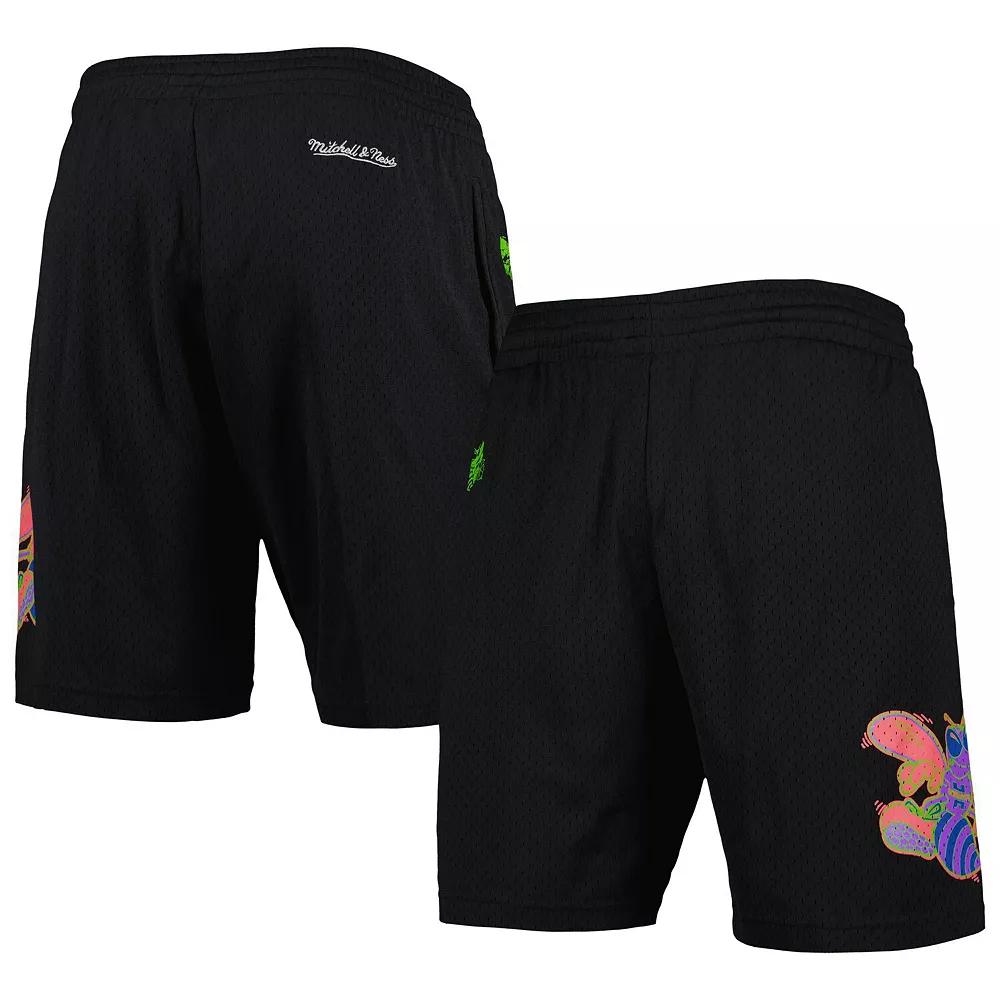 Men's Mitchell & Ness Black Charlotte Hornets Hardwood Classics Color Bomb Energy Shorts, Size: XL, Chr Black Product Image