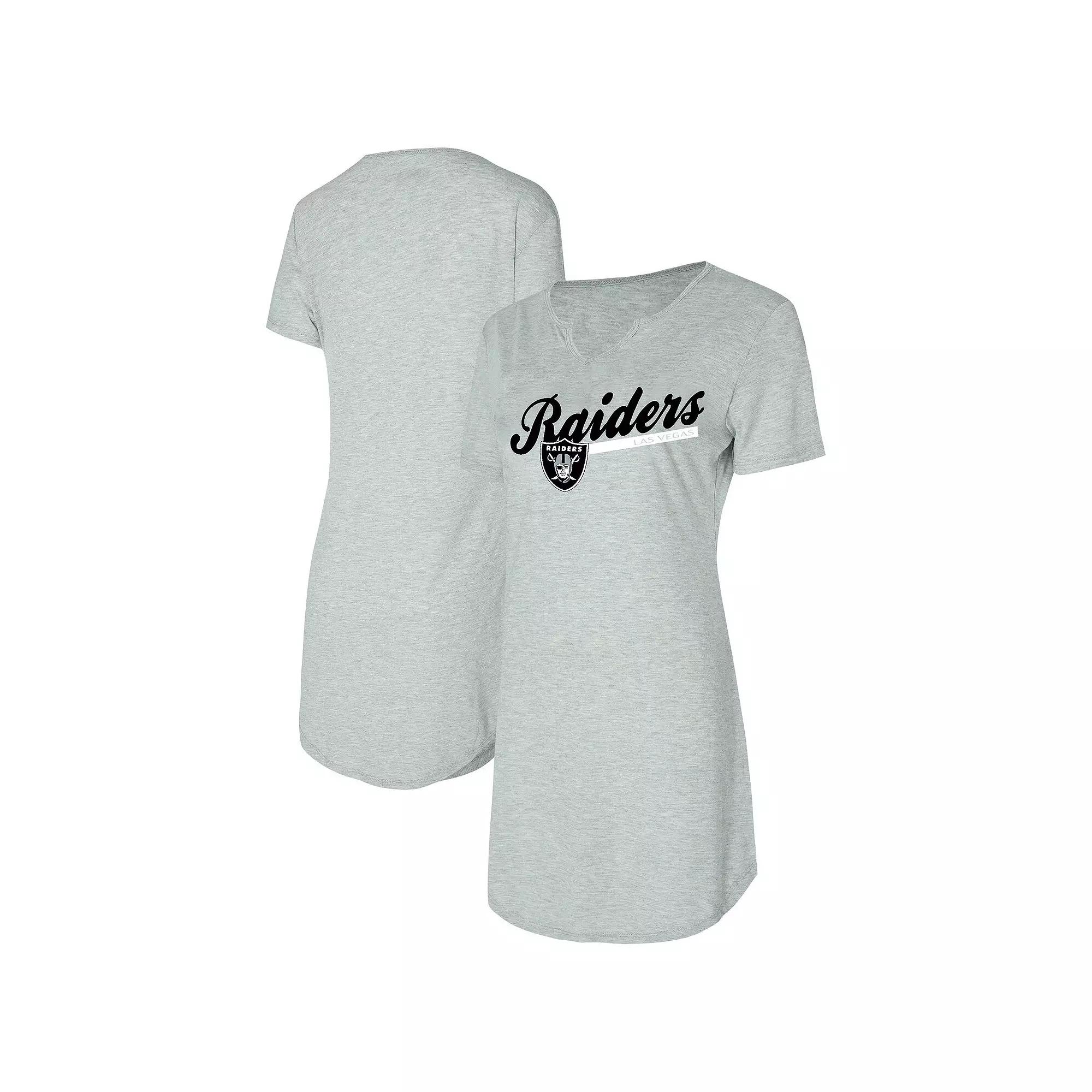 Women's Concepts Sport Gray Las Vegas Raiders Petition Knit Nightshirt,  Product Image