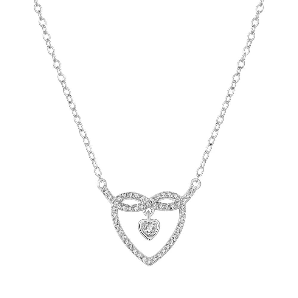 Sterling Silver 1/5 Carat T.W. Diamond Infinity Heart Necklace, Women's, Size: 18" Product Image