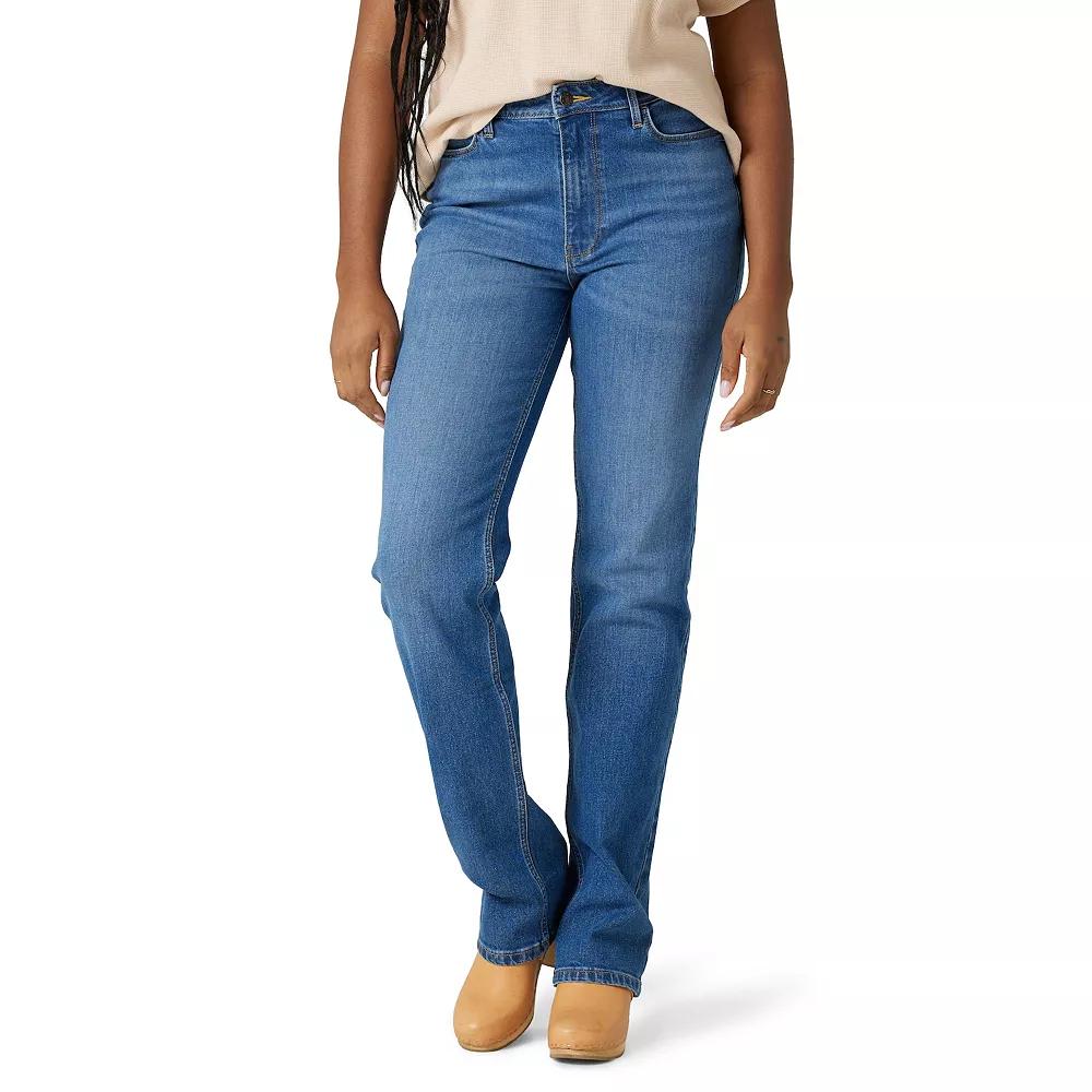 Womens Wrangler High Rise Straight-Leg Jeans Blue Medium Wash Product Image